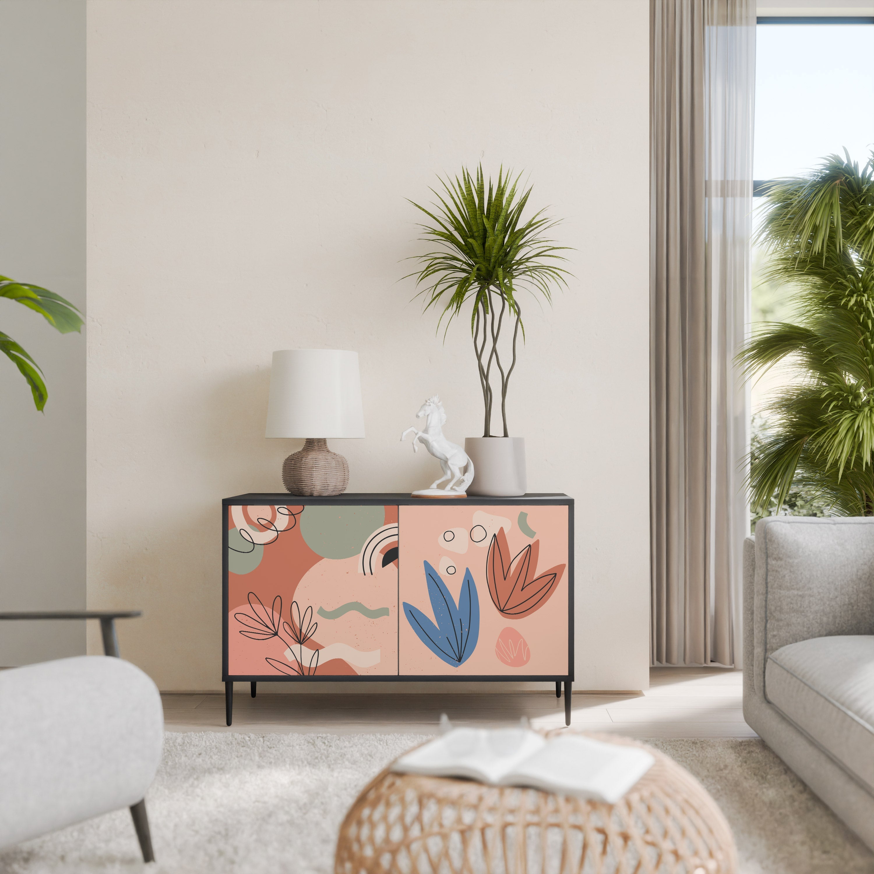 PASTEL DESTINY Sideboard mit 2 Türen in Schwarz