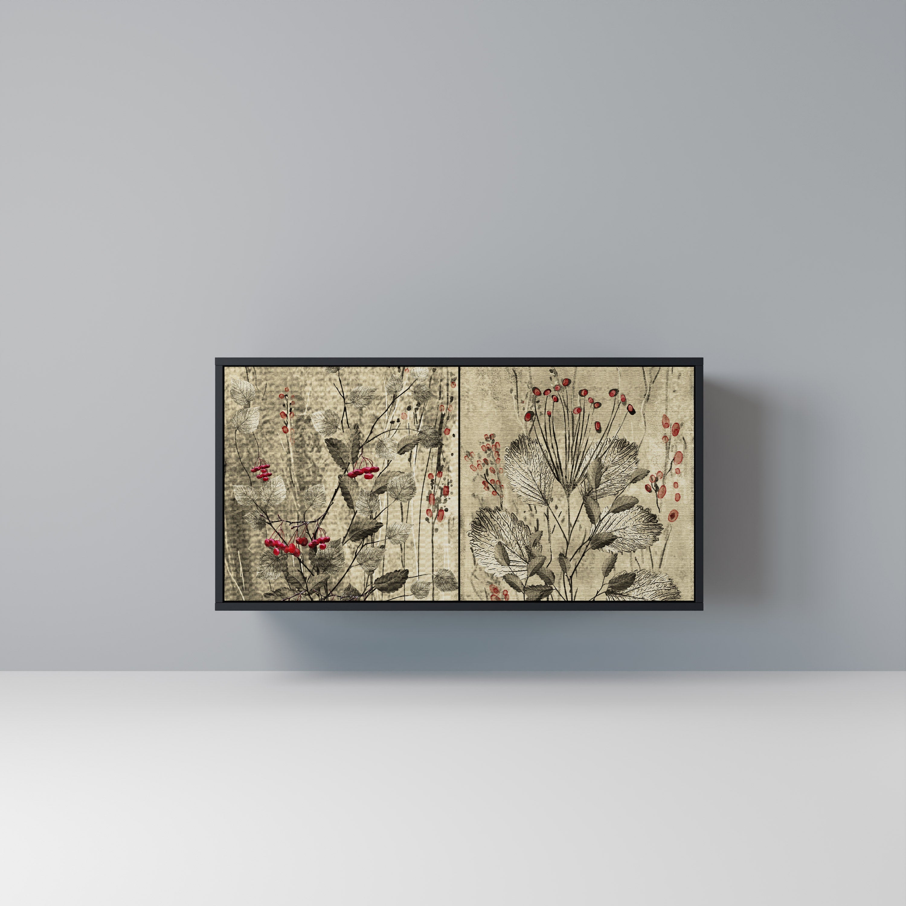 HERBAL GRACE Sideboard mit 2 Türen in Schwarz