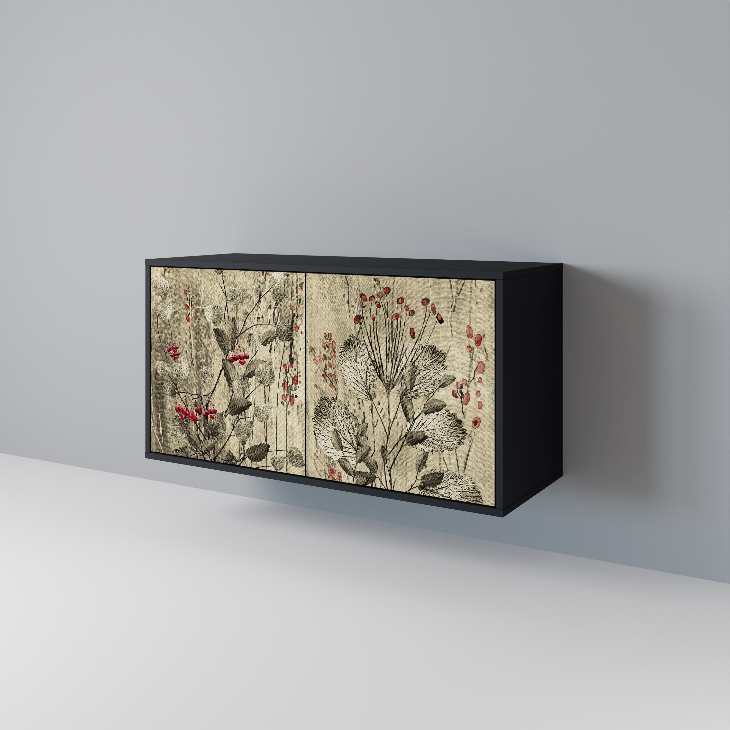 HERBAL GRACE 2-Door Sideboard in Black Finish