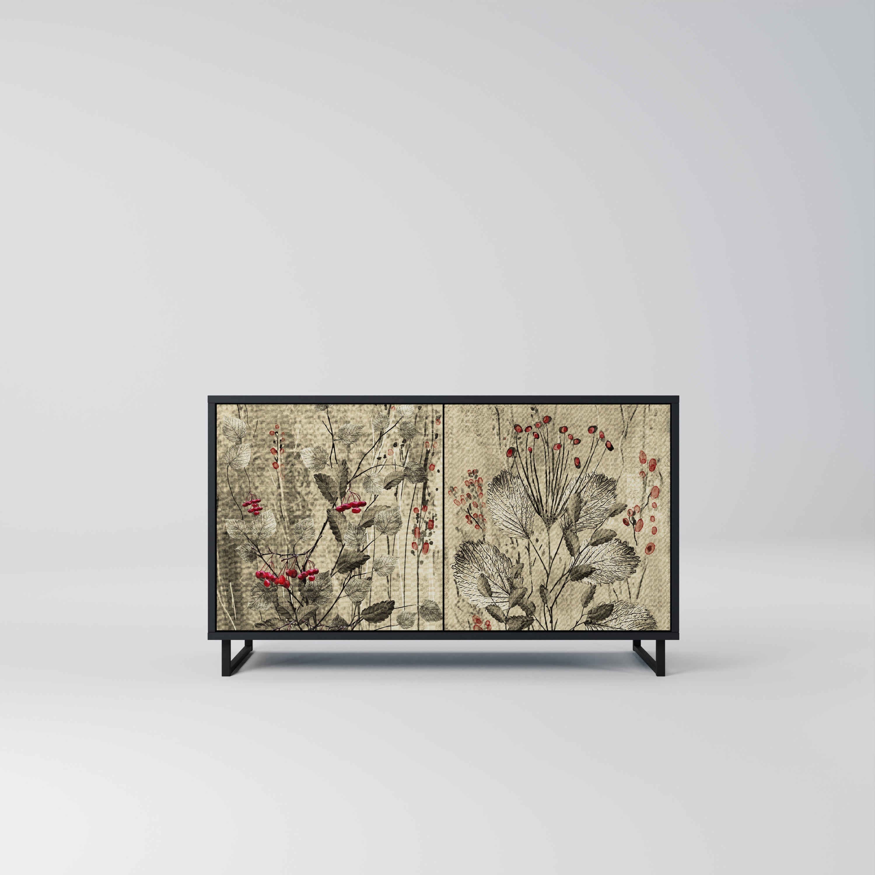 HERBAL GRACE Sideboard mit 2 Türen in Schwarz