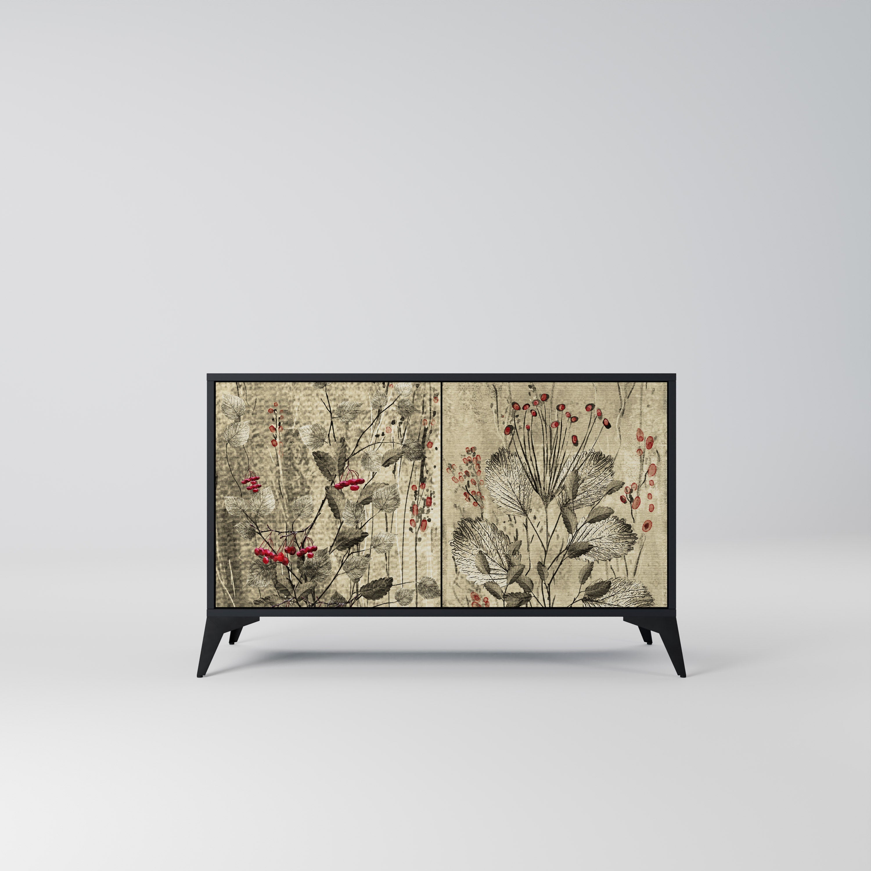 HERBAL GRACE Sideboard mit 2 Türen in Schwarz