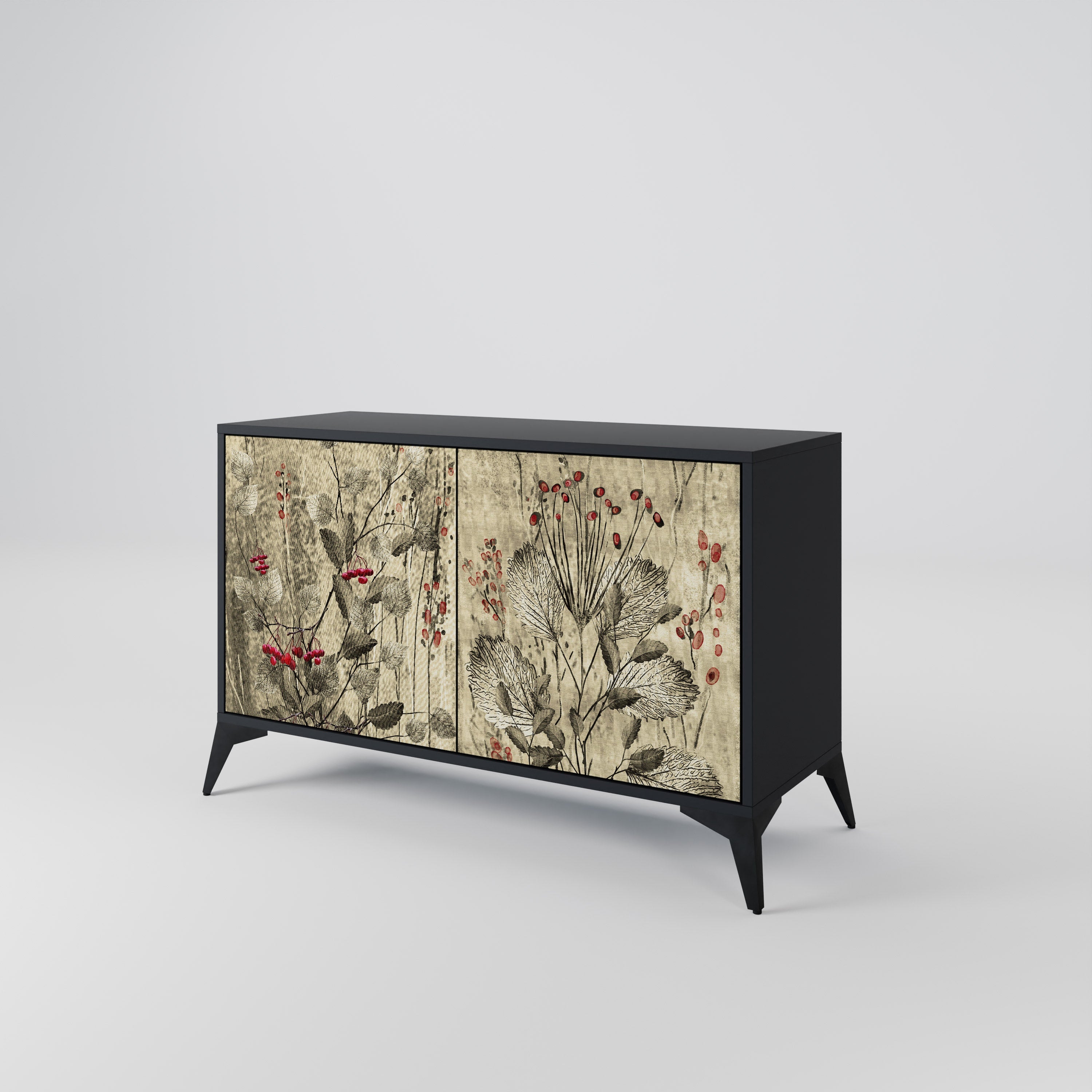 HERBAL GRACE 2-Door Sideboard in Black Finish