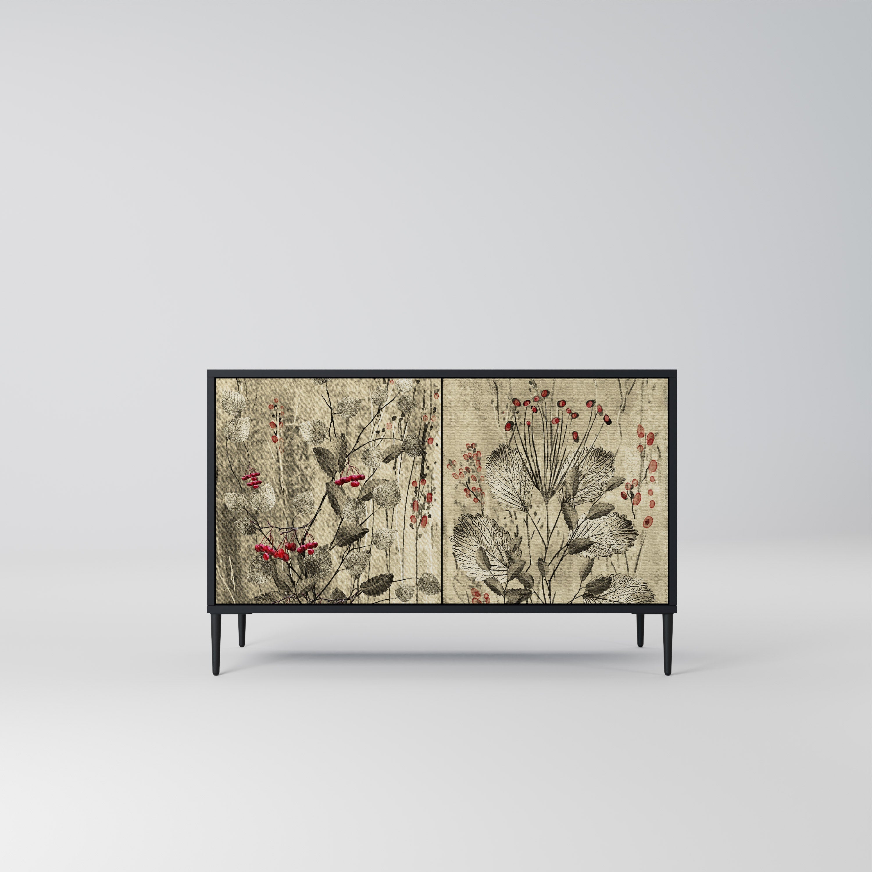 HERBAL GRACE Sideboard mit 2 Türen in Schwarz