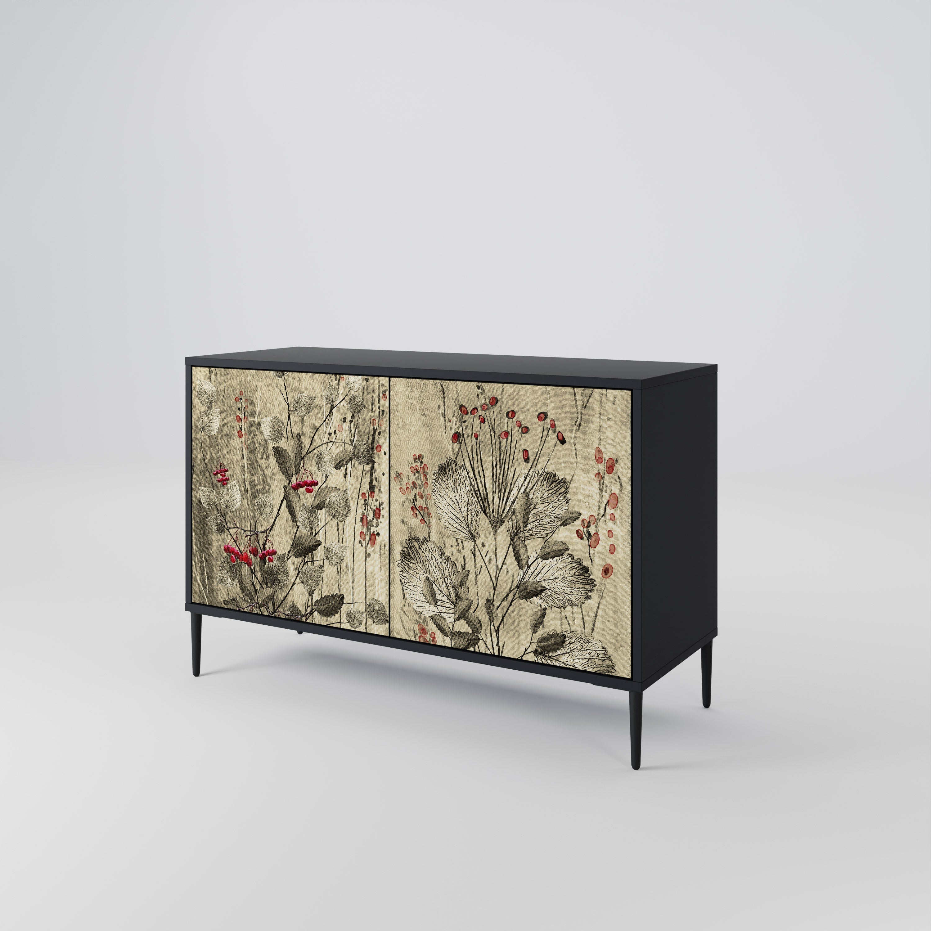 HERBAL GRACE Sideboard mit 2 Türen in Schwarz