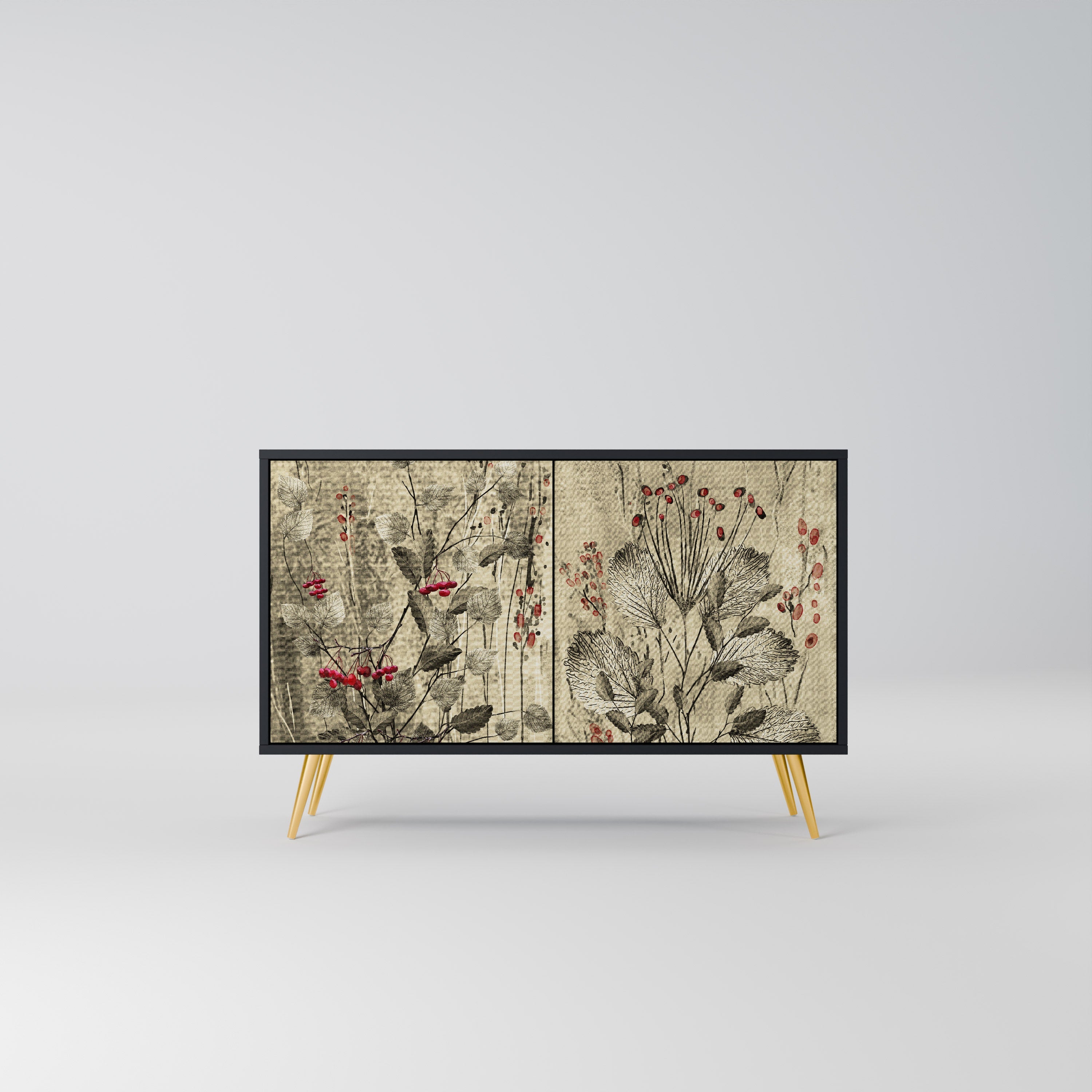 HERBAL GRACE Sideboard mit 2 Türen in Schwarz