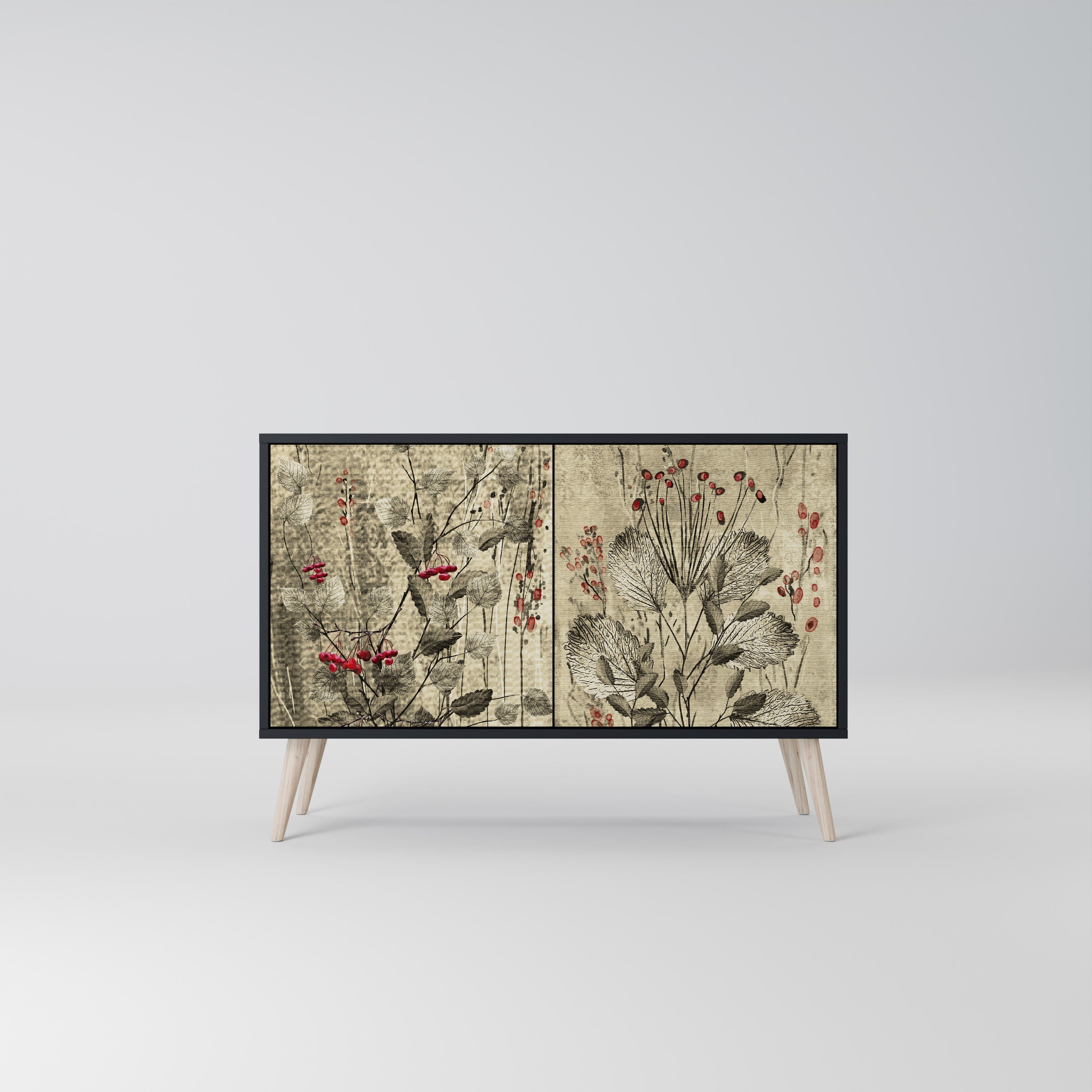 HERBAL GRACE Sideboard mit 2 Türen in Schwarz