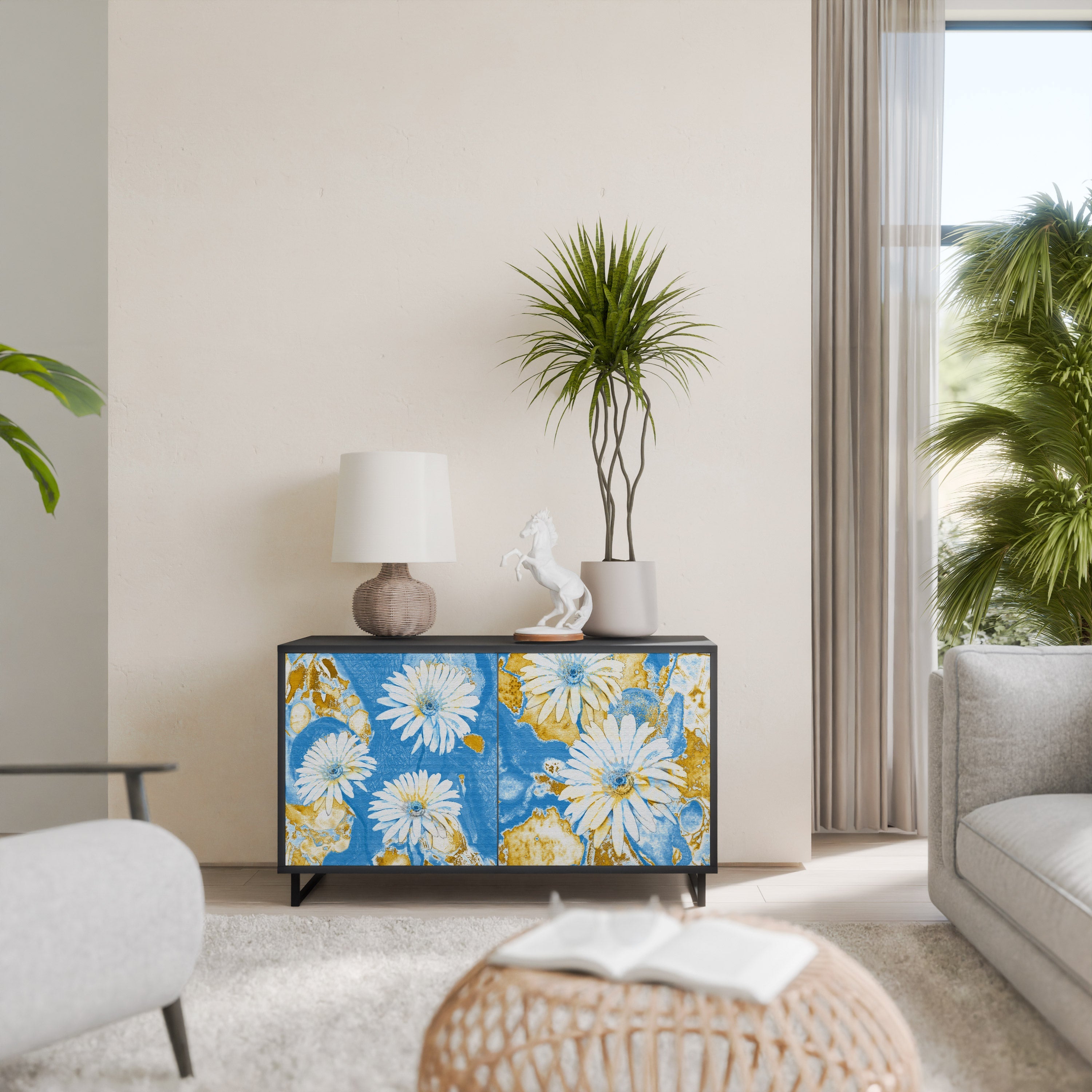 DAISY LUXE 2-Door Sideboard in Black Finish