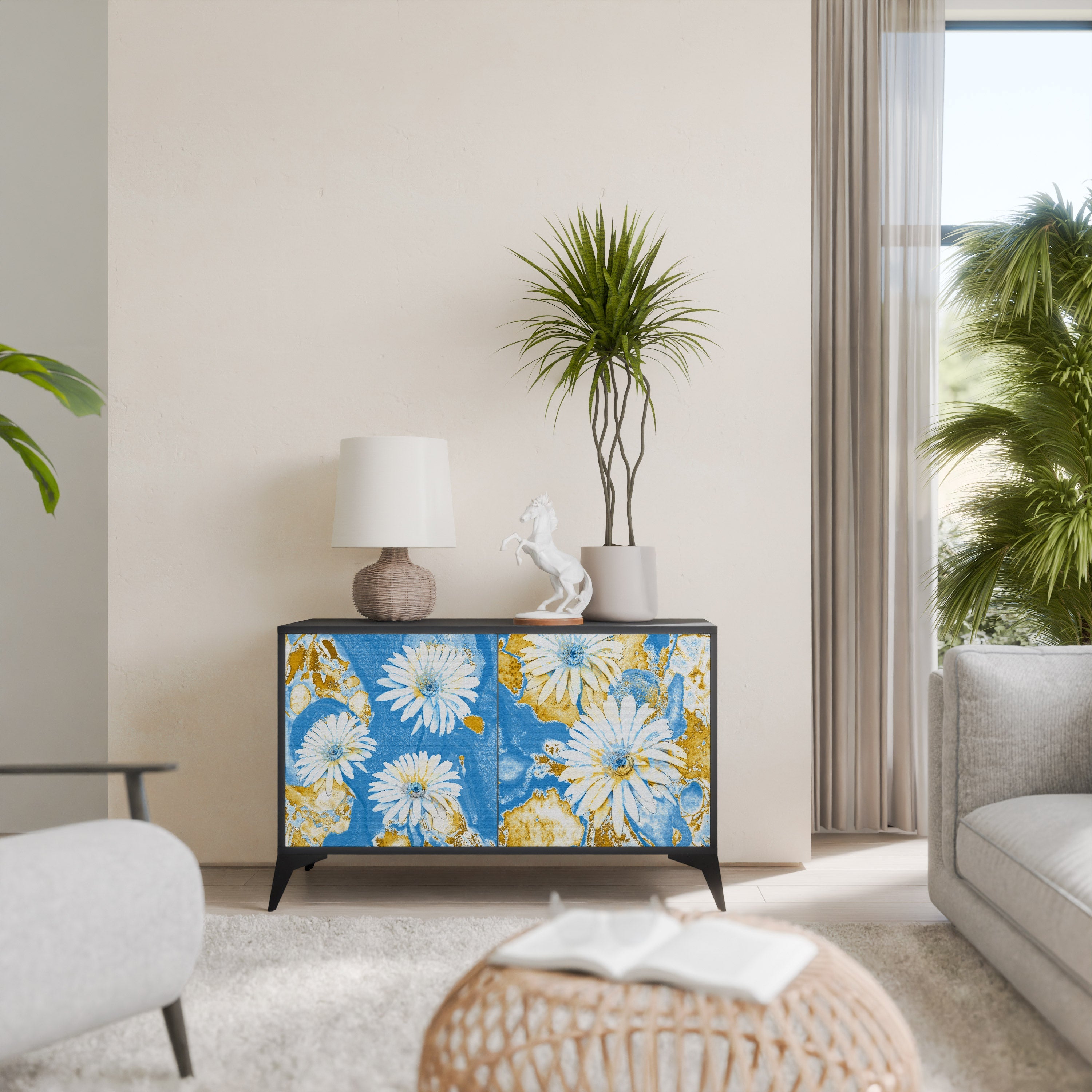 DAISY LUXE 2-Door Sideboard in Black Finish