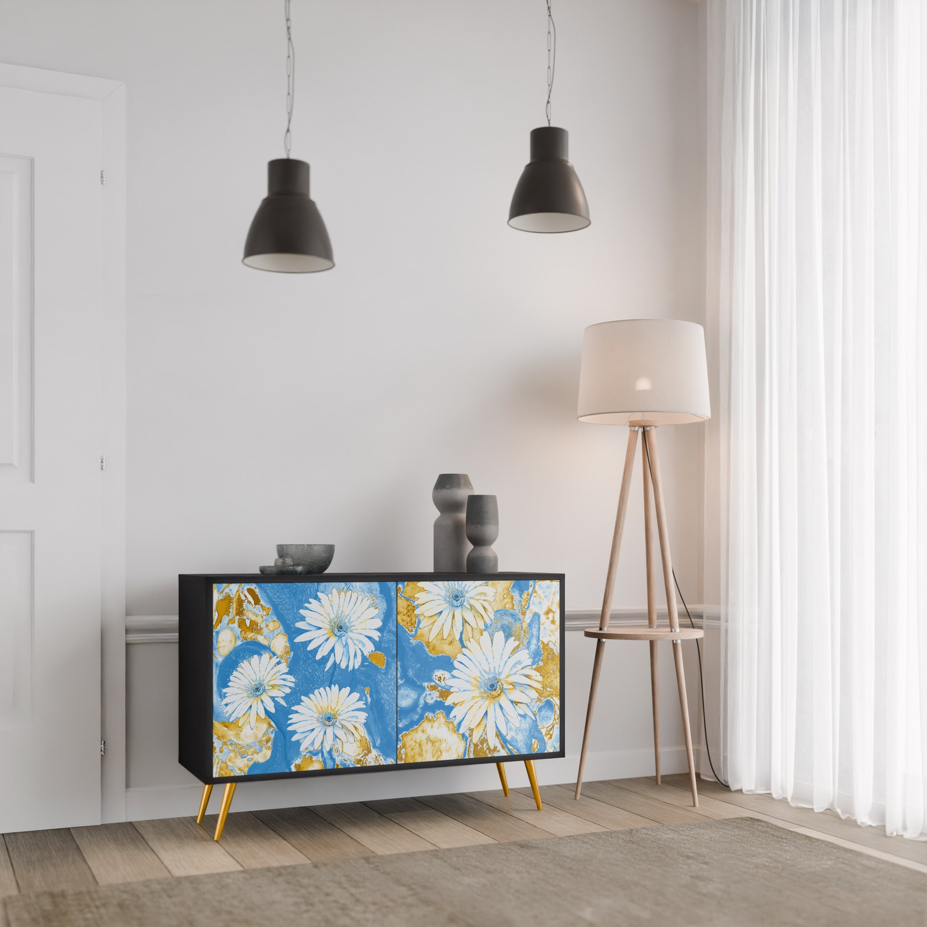 DAISY LUXE 2-Door Sideboard in Black Finish