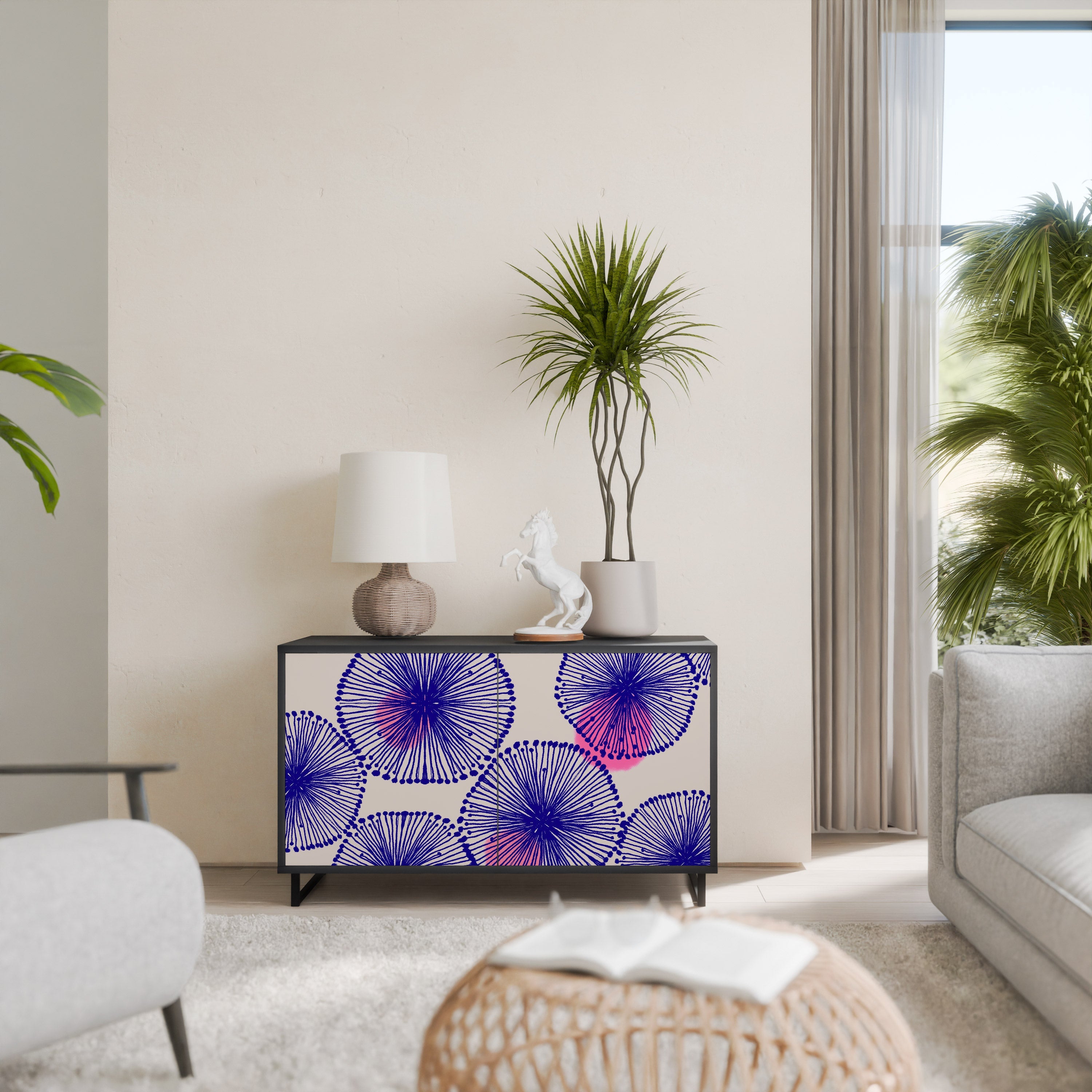 MAGIC NATURE 2-Door Sideboard in Black Finish