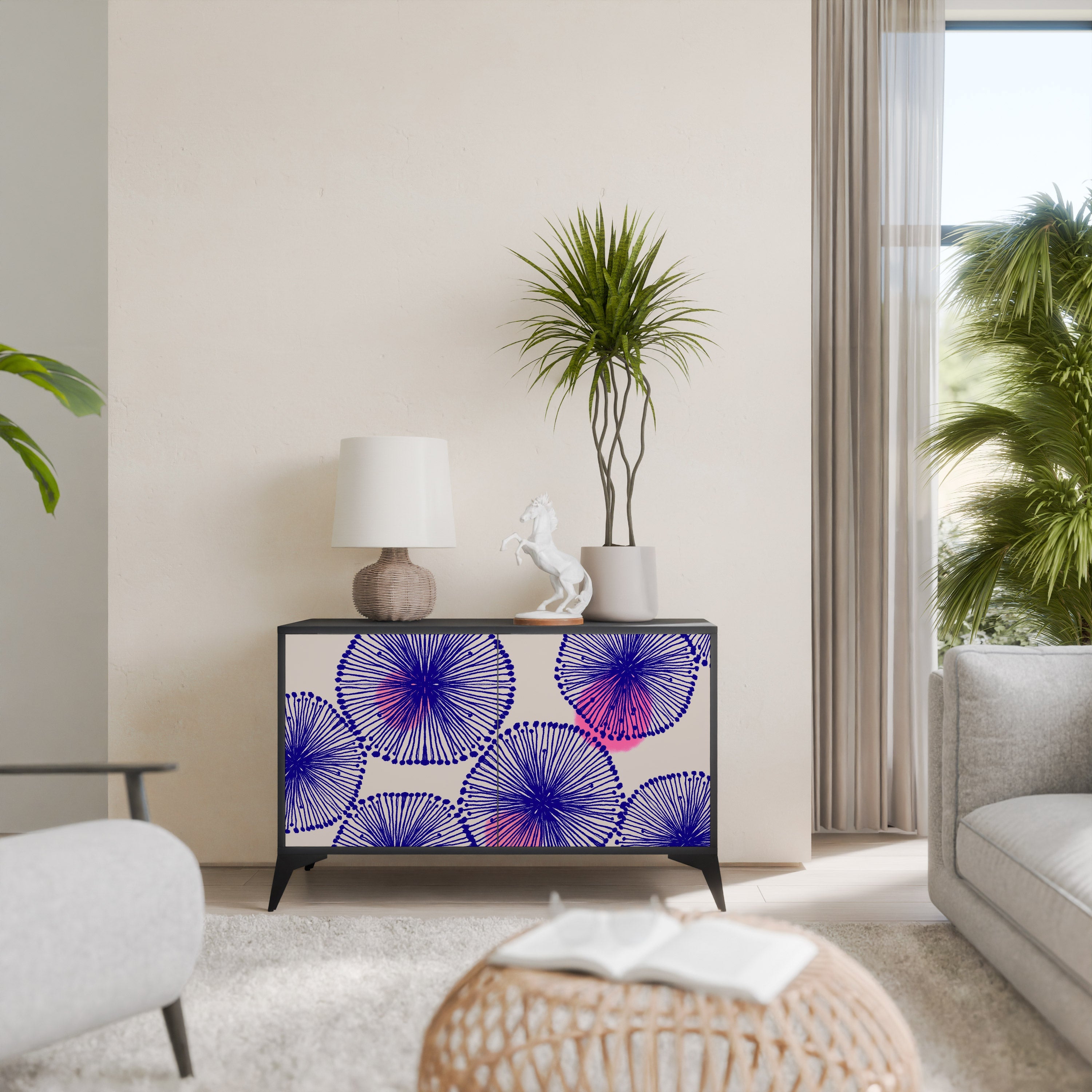 MAGIC NATURE 2-Door Sideboard in Black Finish