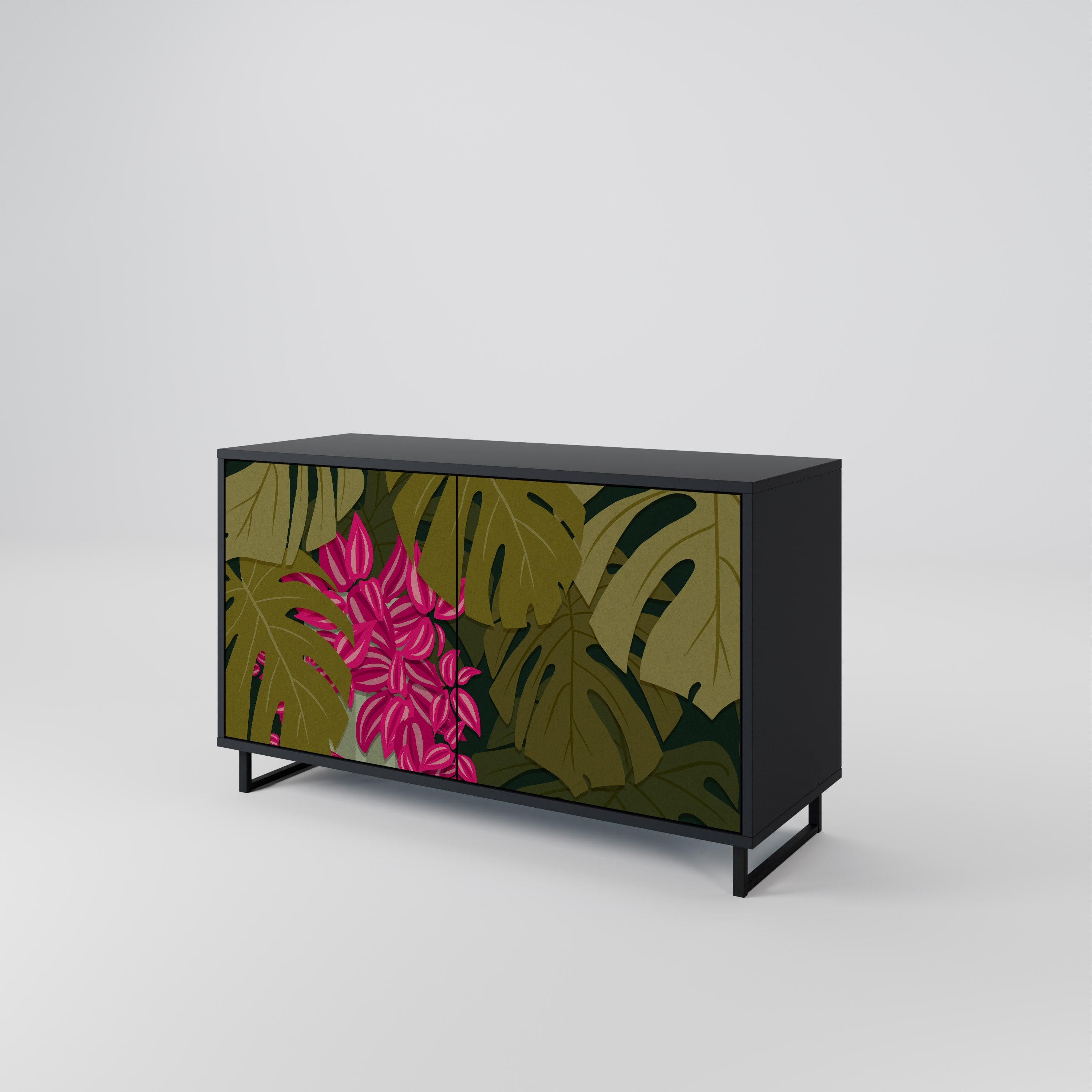 TROPICAL BEAUTY Sideboard mit 2 Türen in Schwarz