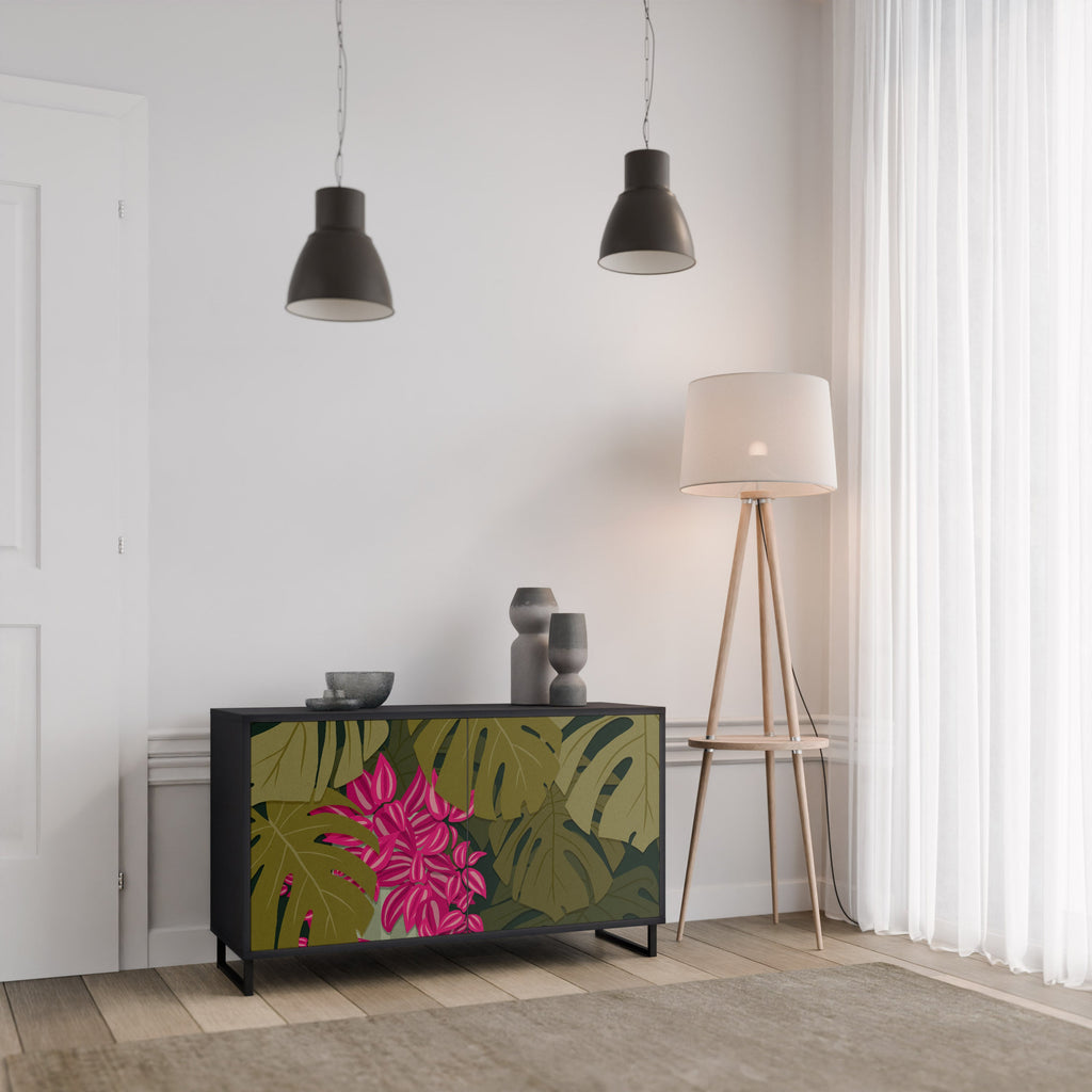 TROPICAL BEAUTY Sideboard mit 2 Türen in Schwarz