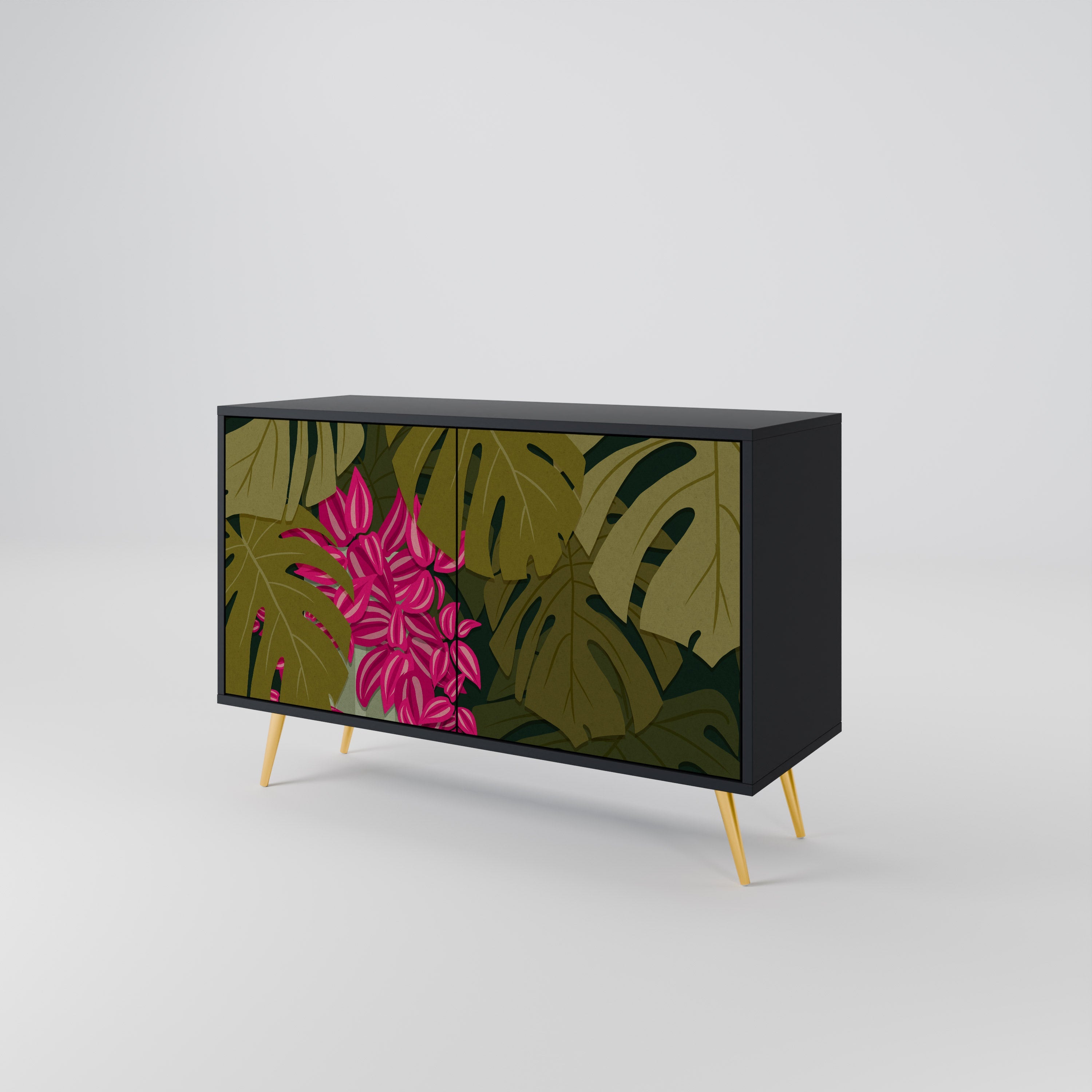 TROPICAL BEAUTY Sideboard mit 2 Türen in Schwarz