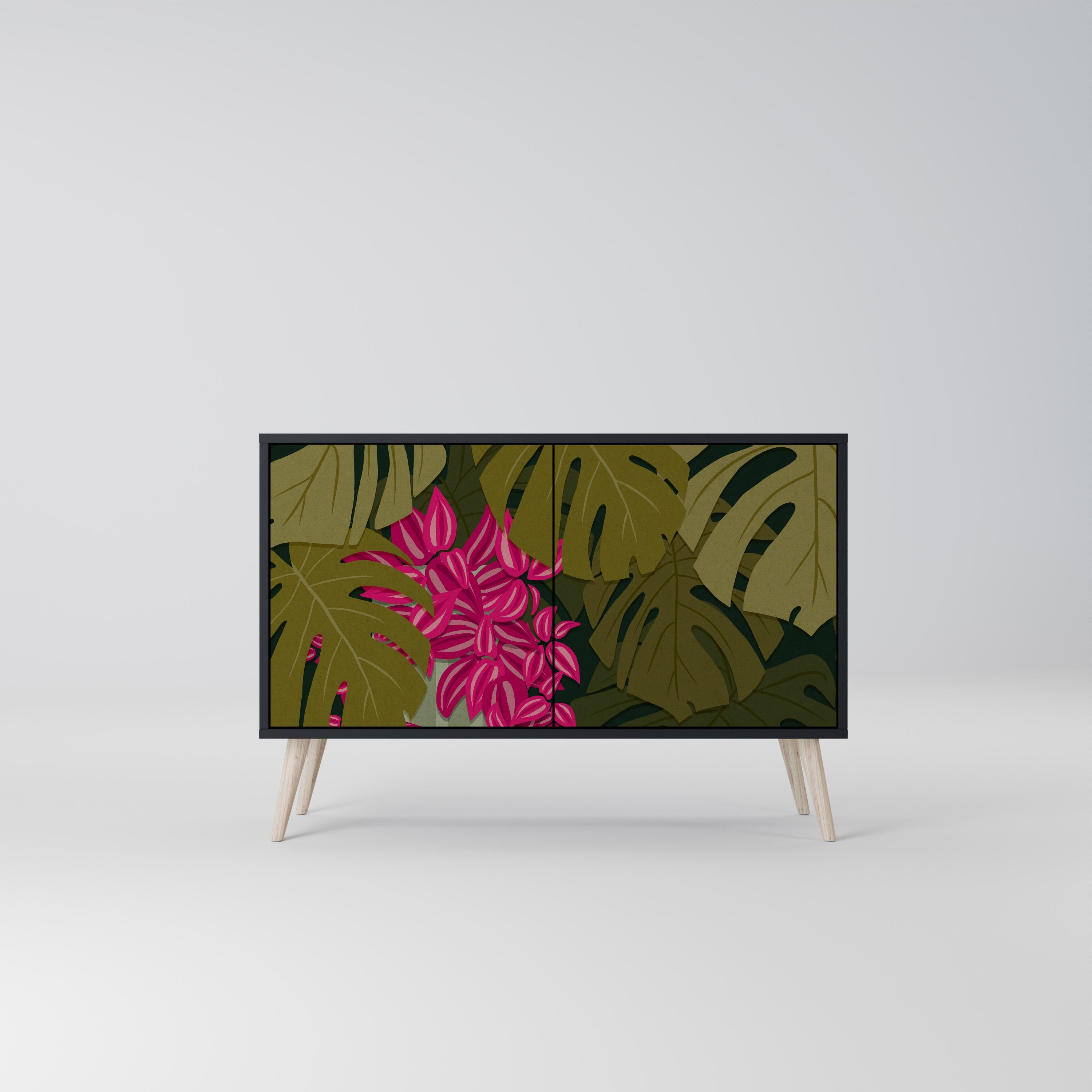 TROPICAL BEAUTY Sideboard mit 2 Türen in Schwarz