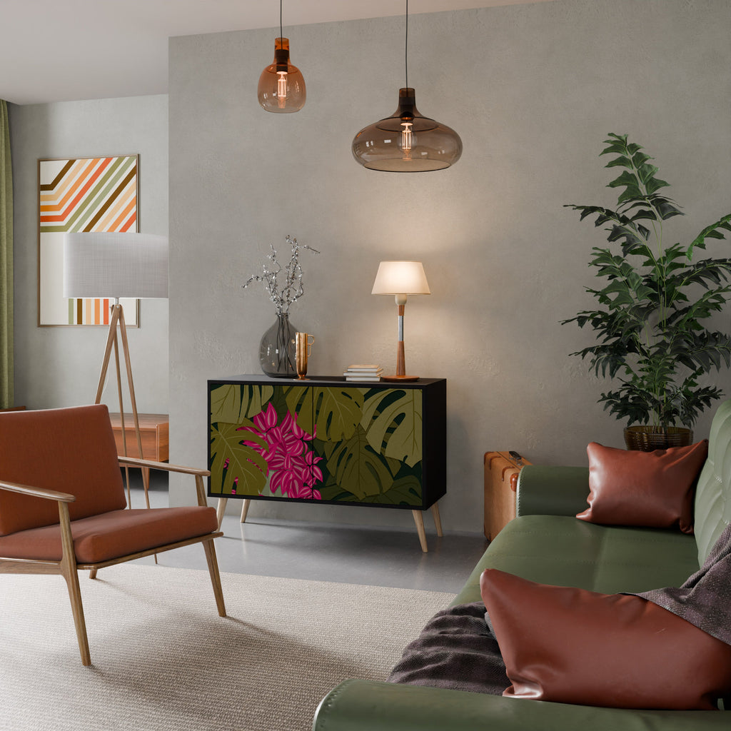 TROPICAL BEAUTY Sideboard mit 2 Türen in Schwarz