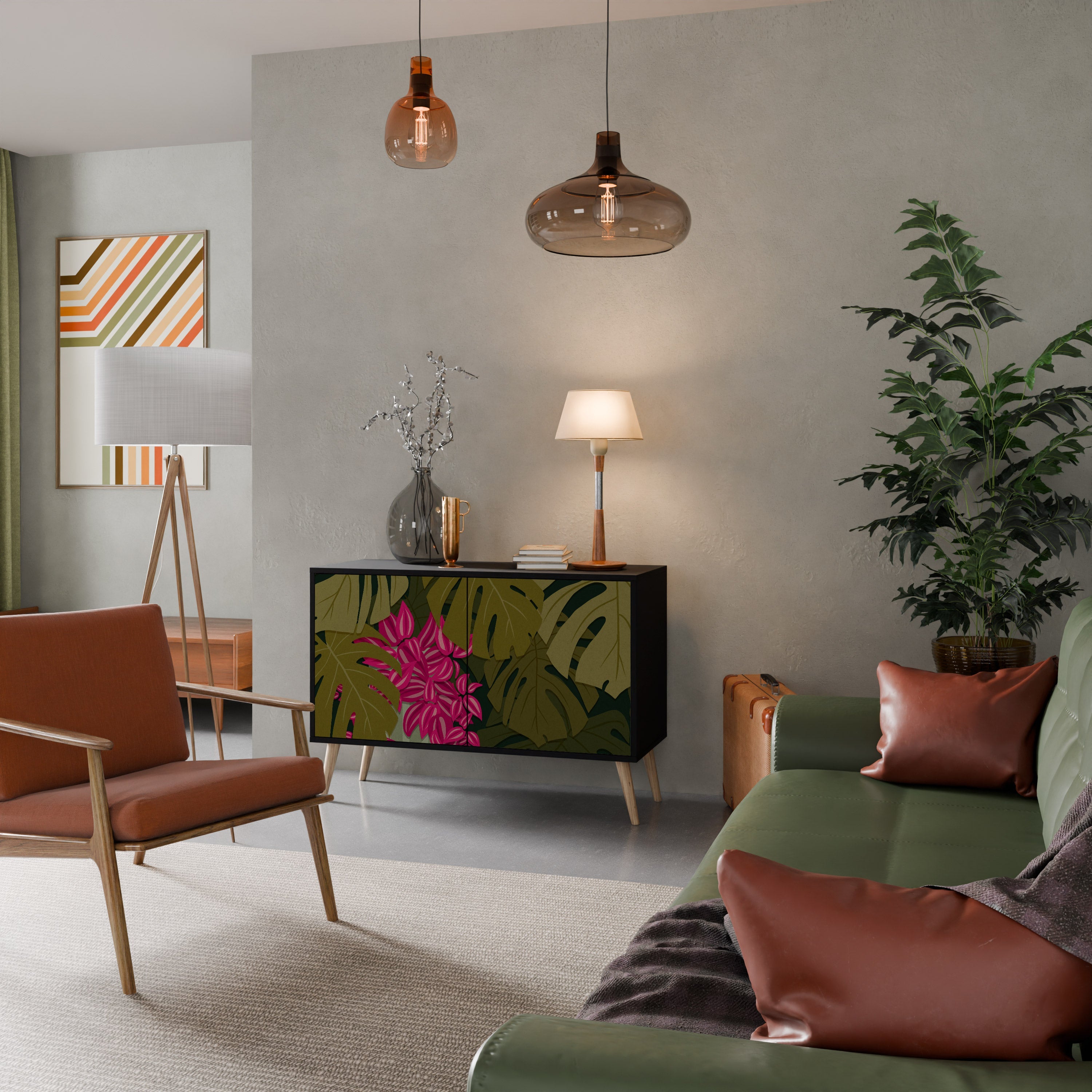 TROPICAL BEAUTY Sideboard mit 2 Türen in Schwarz