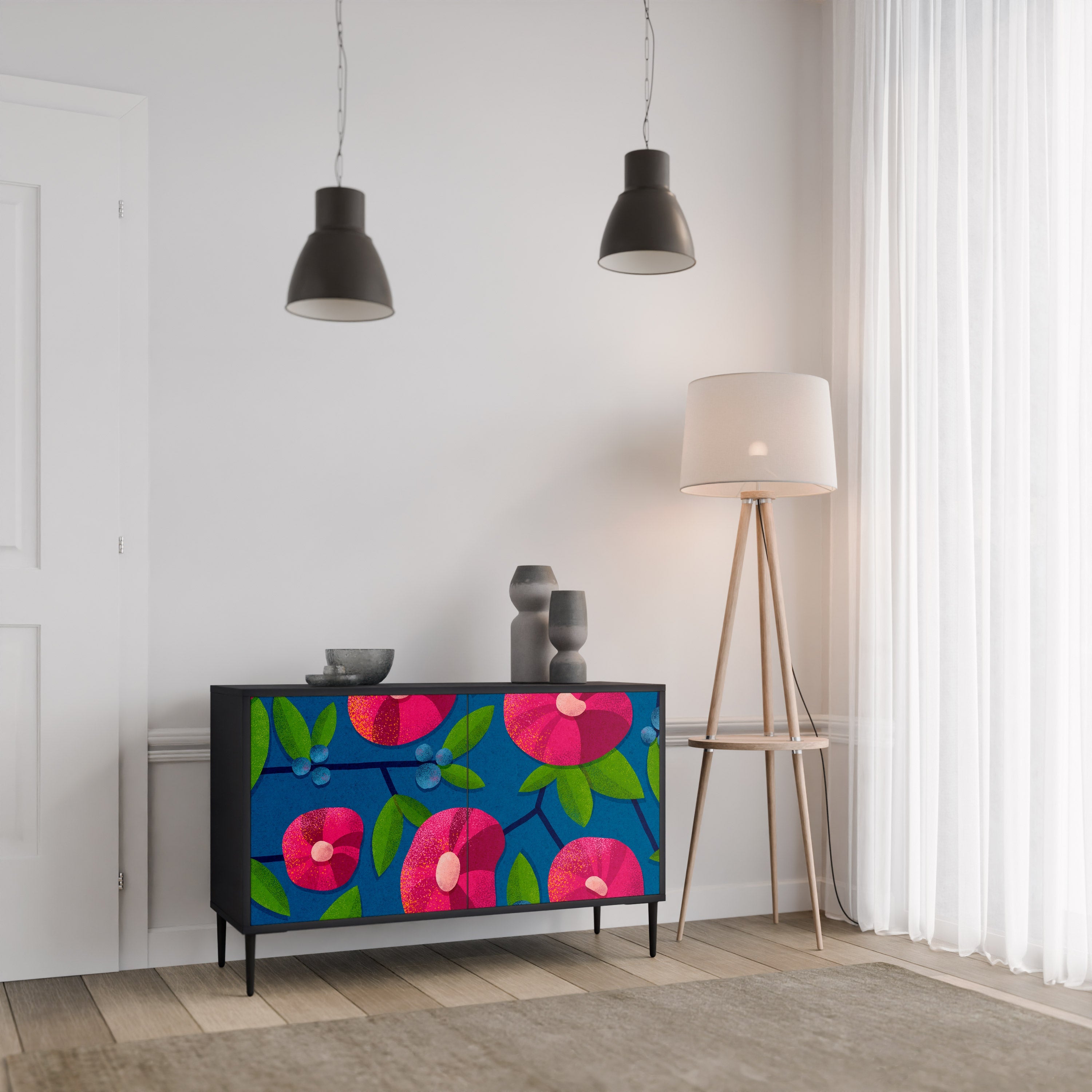 SPRING THOUGHTS Sideboard mit 2 Türen in Schwarz