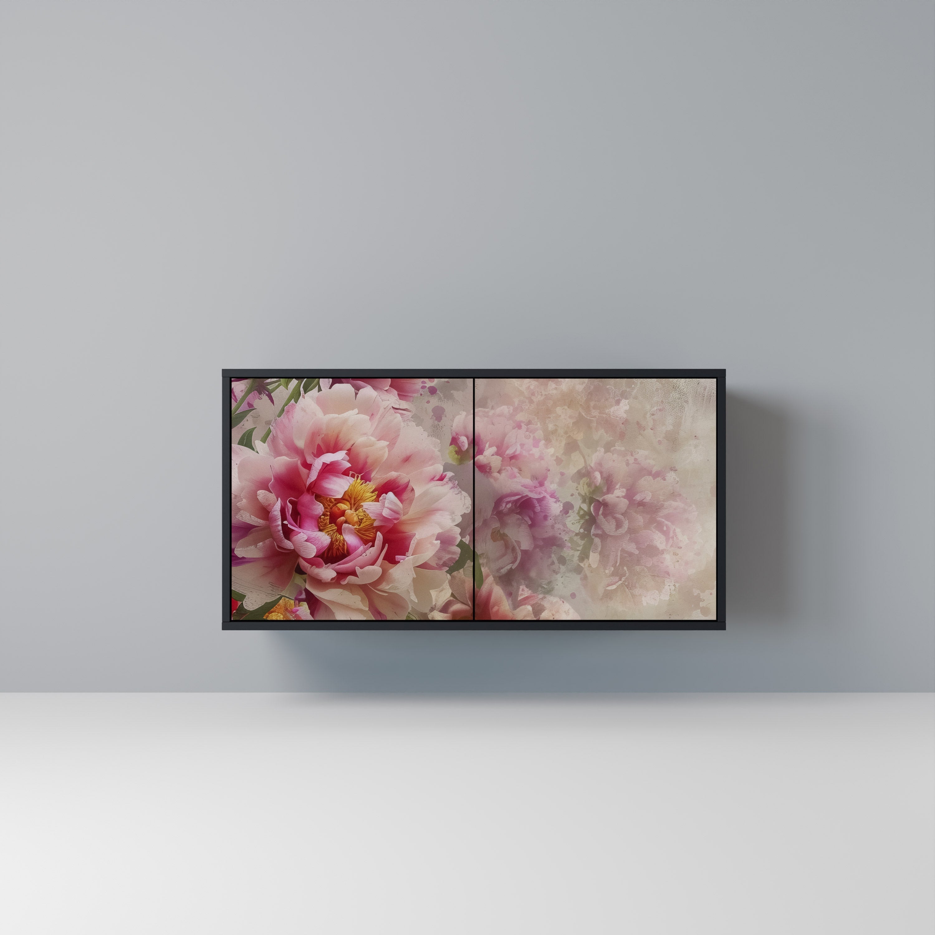 PEONY WHISPER Sideboard mit 2 Türen in Schwarz