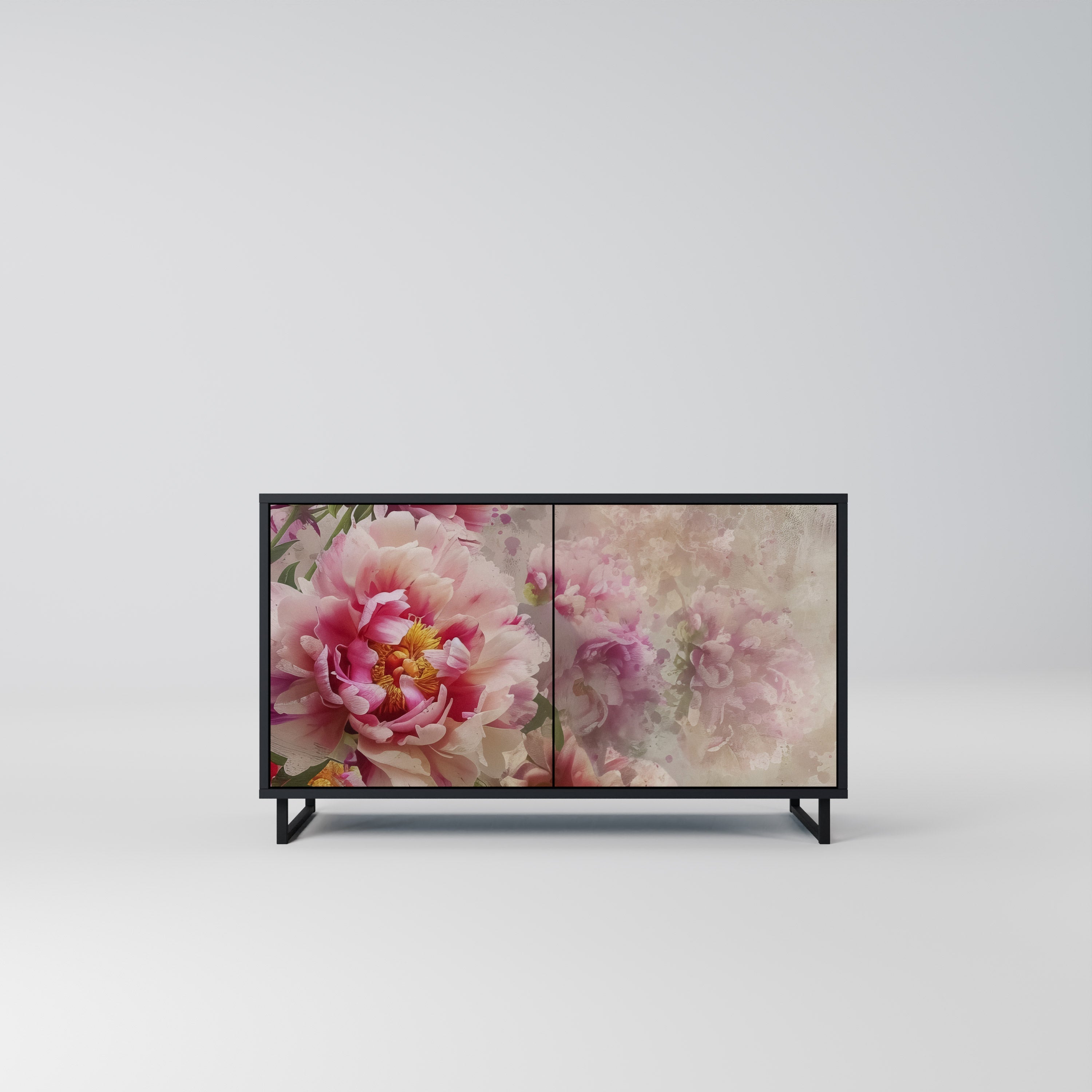 PEONY WHISPER Sideboard mit 2 Türen in Schwarz