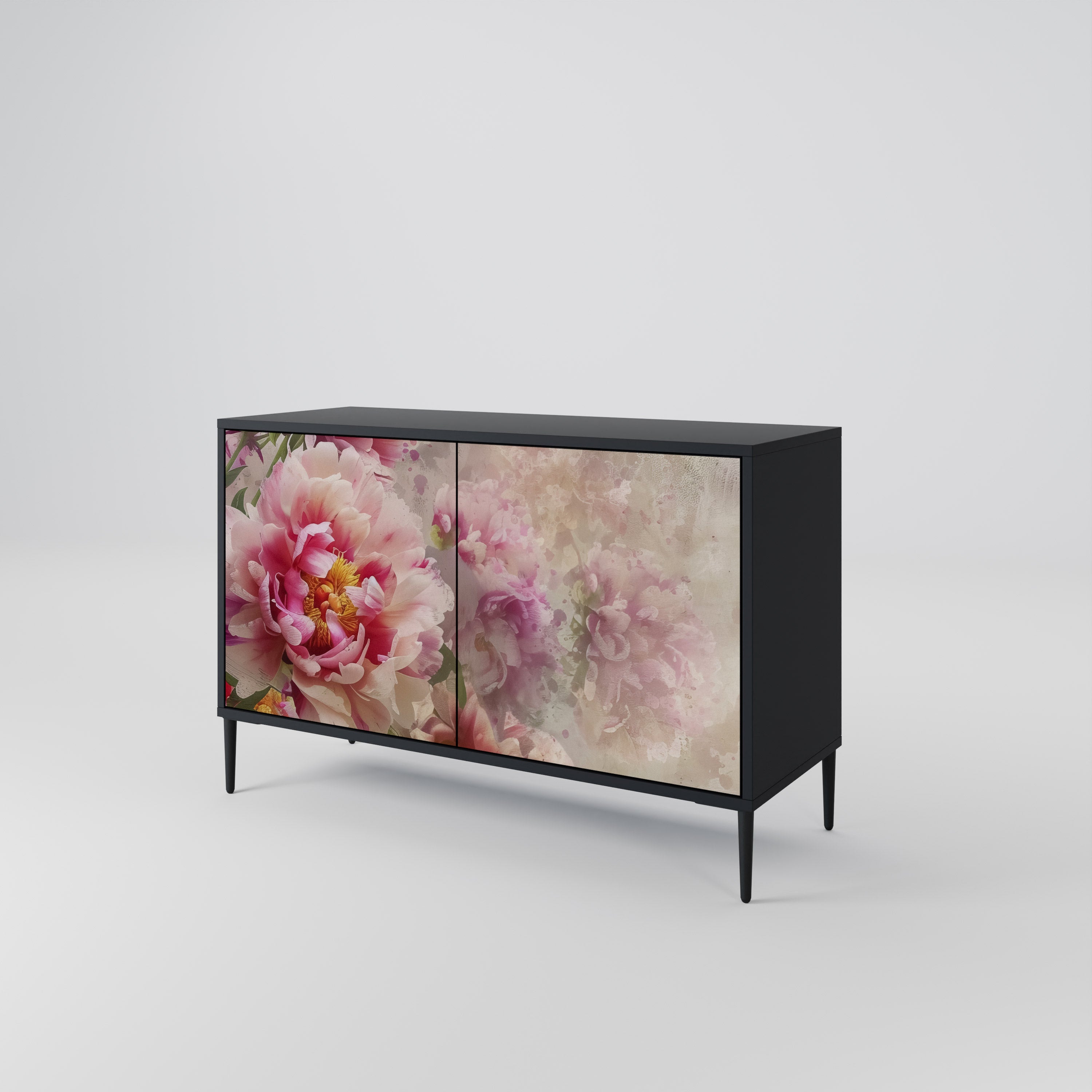 PEONY WHISPER Sideboard mit 2 Türen in Schwarz
