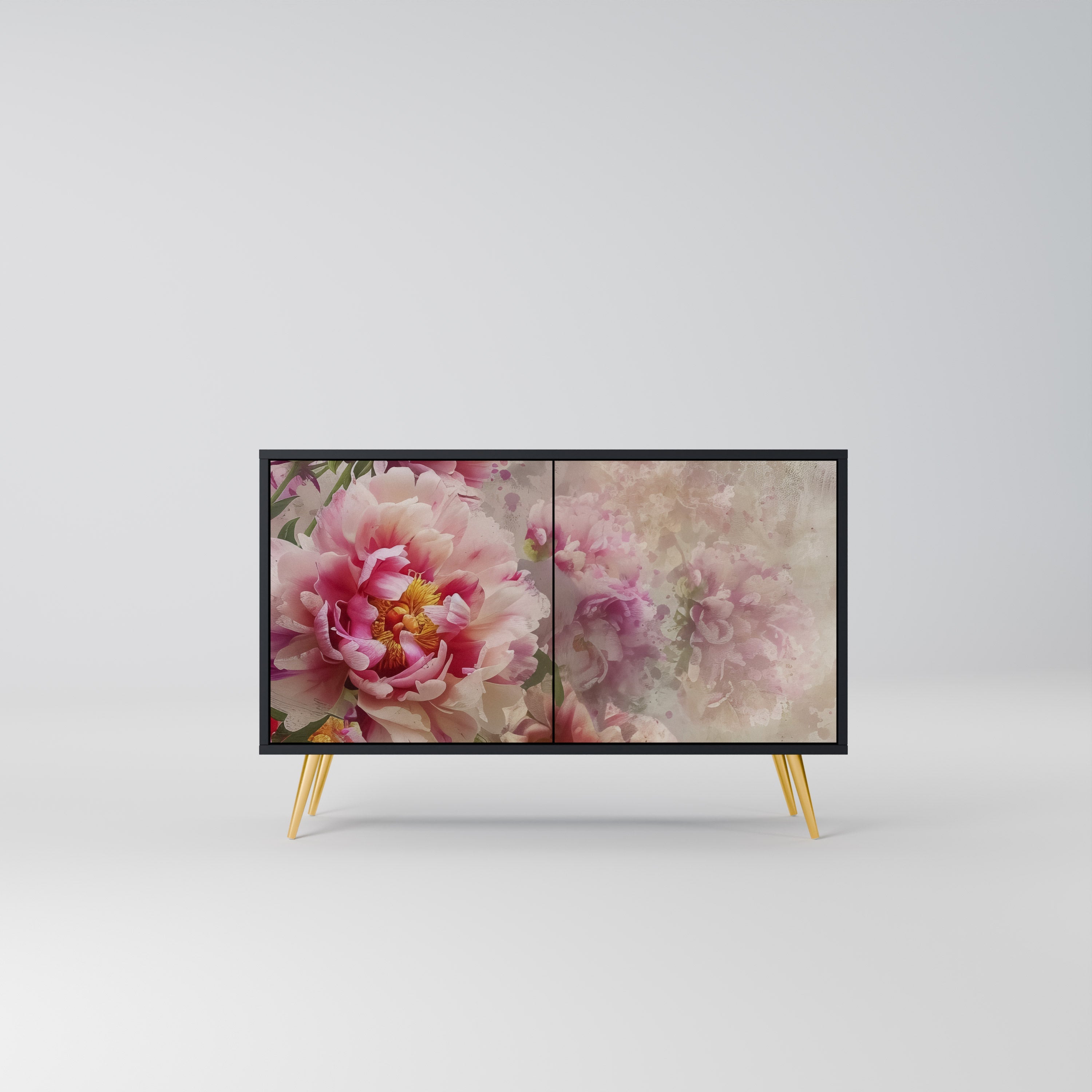 PEONY WHISPER Sideboard mit 2 Türen in Schwarz