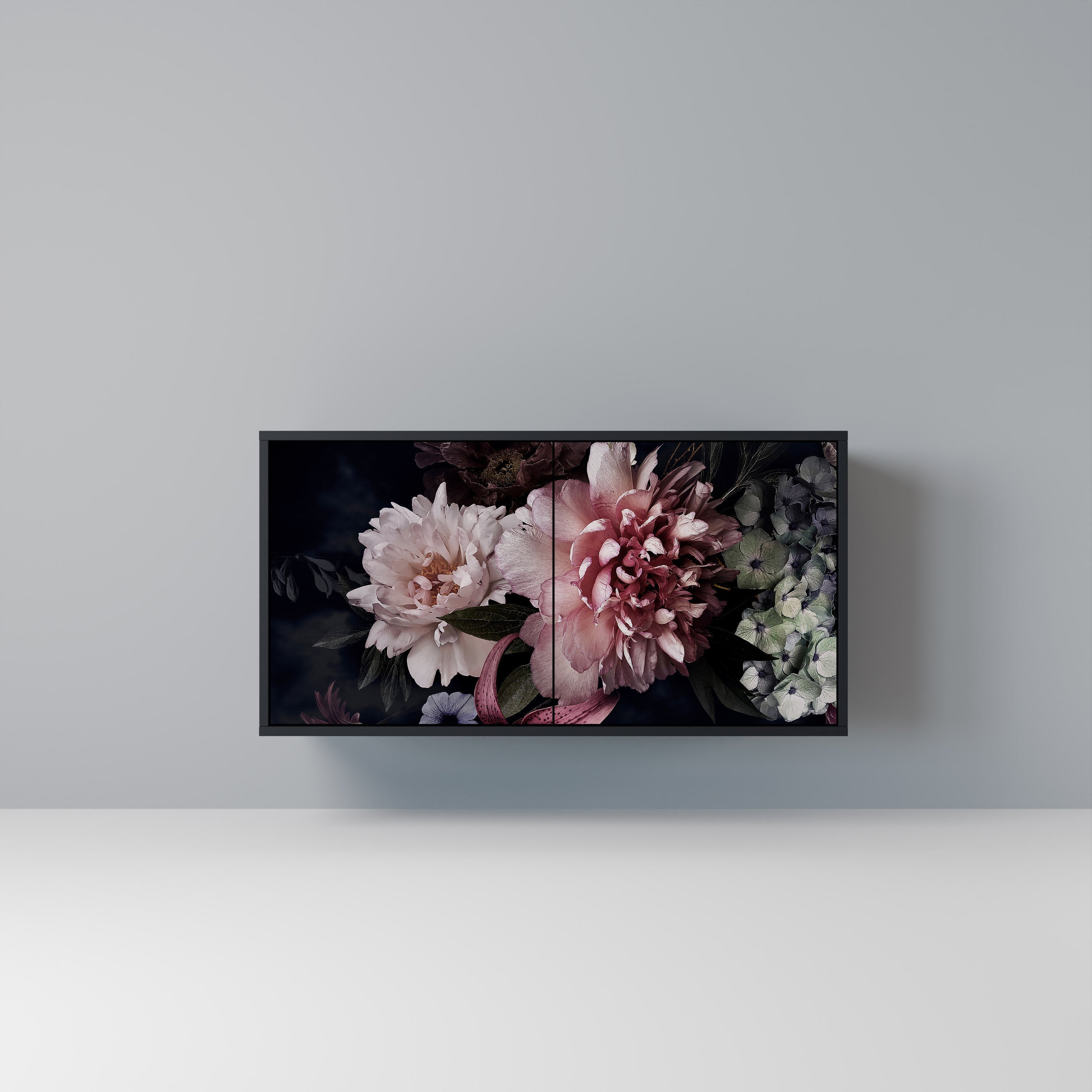 PURE BLOSSOM Sideboard mit 2 Türen in Schwarz