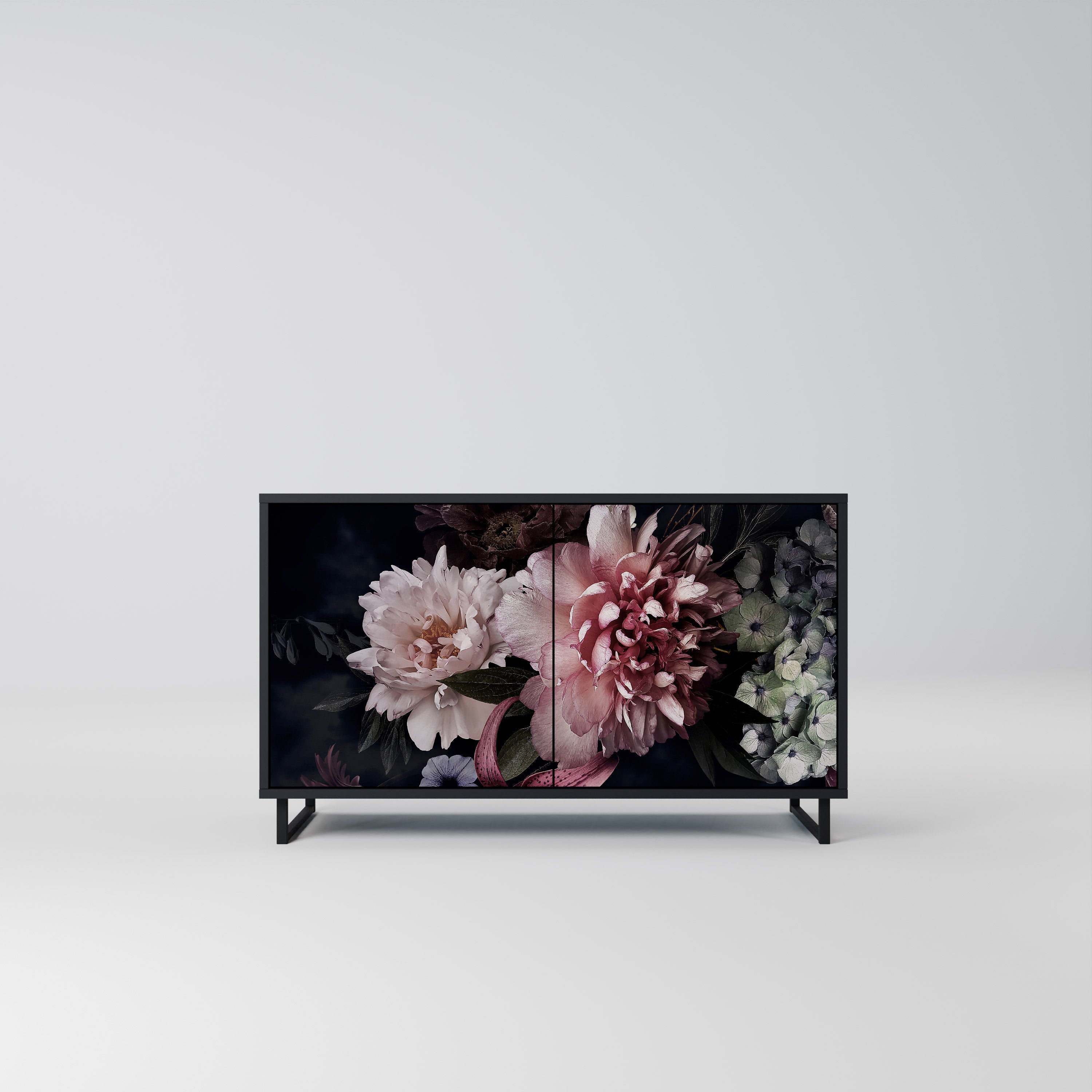PURE BLOSSOM Sideboard mit 2 Türen in Schwarz