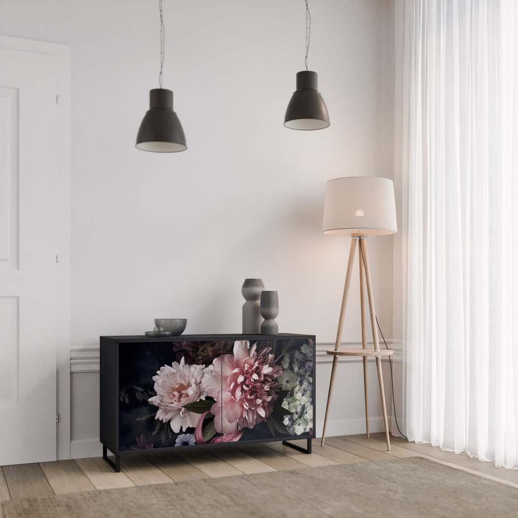 PURE BLOSSOM Sideboard mit 2 Türen in Schwarz