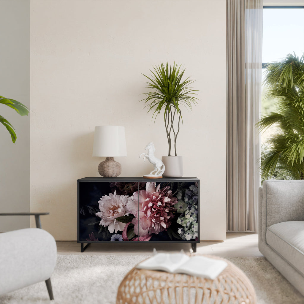 PURE BLOSSOM Sideboard mit 2 Türen in Schwarz