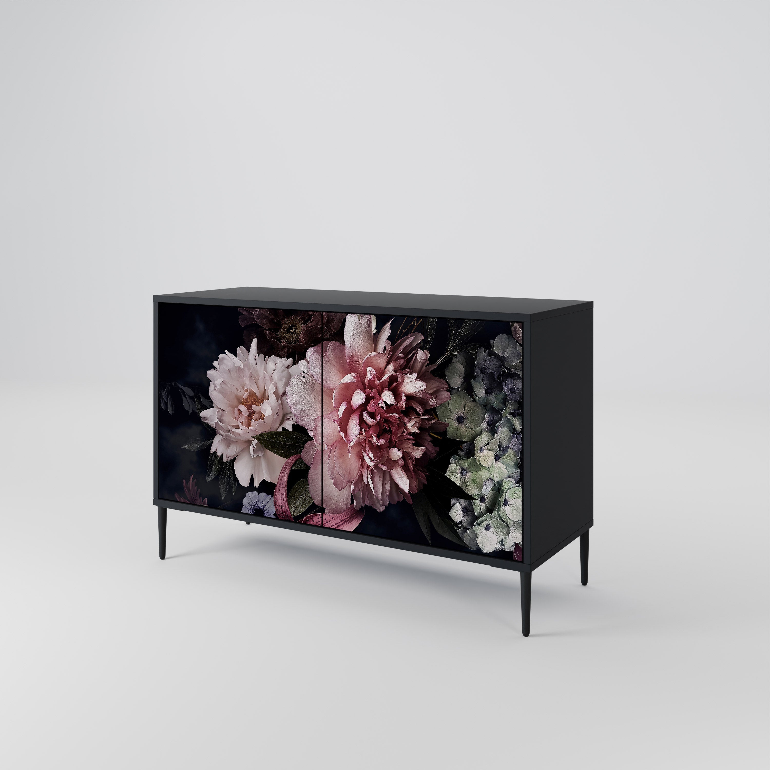 PURE BLOSSOM Sideboard mit 2 Türen in Schwarz