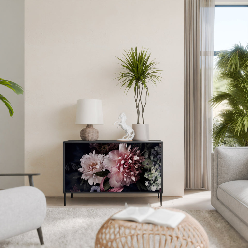 PURE BLOSSOM Sideboard mit 2 Türen in Schwarz