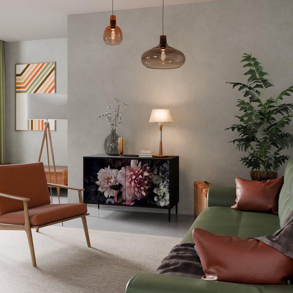 PURE BLOSSOM Sideboard mit 2 Türen in Schwarz