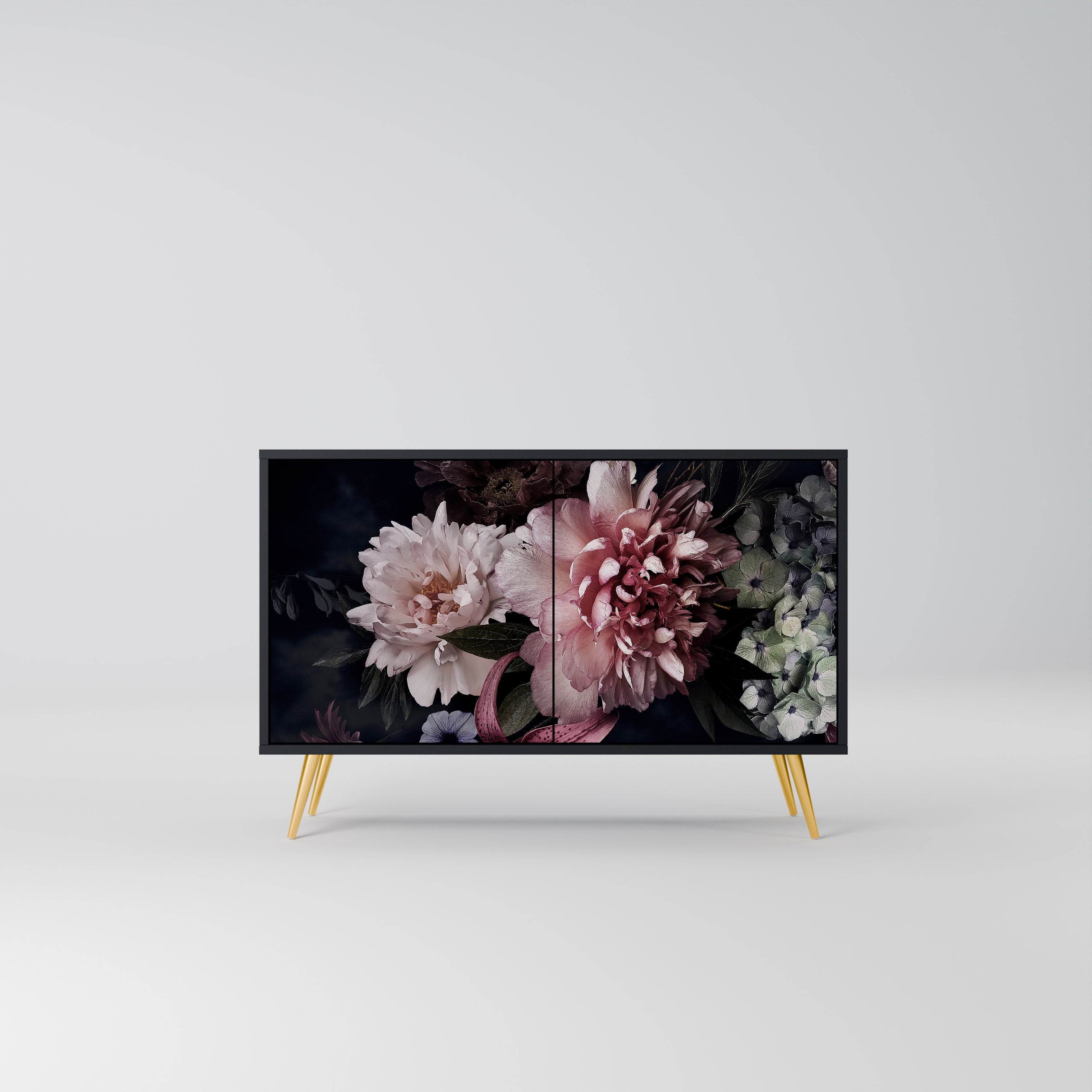 PURE BLOSSOM Sideboard mit 2 Türen in Schwarz