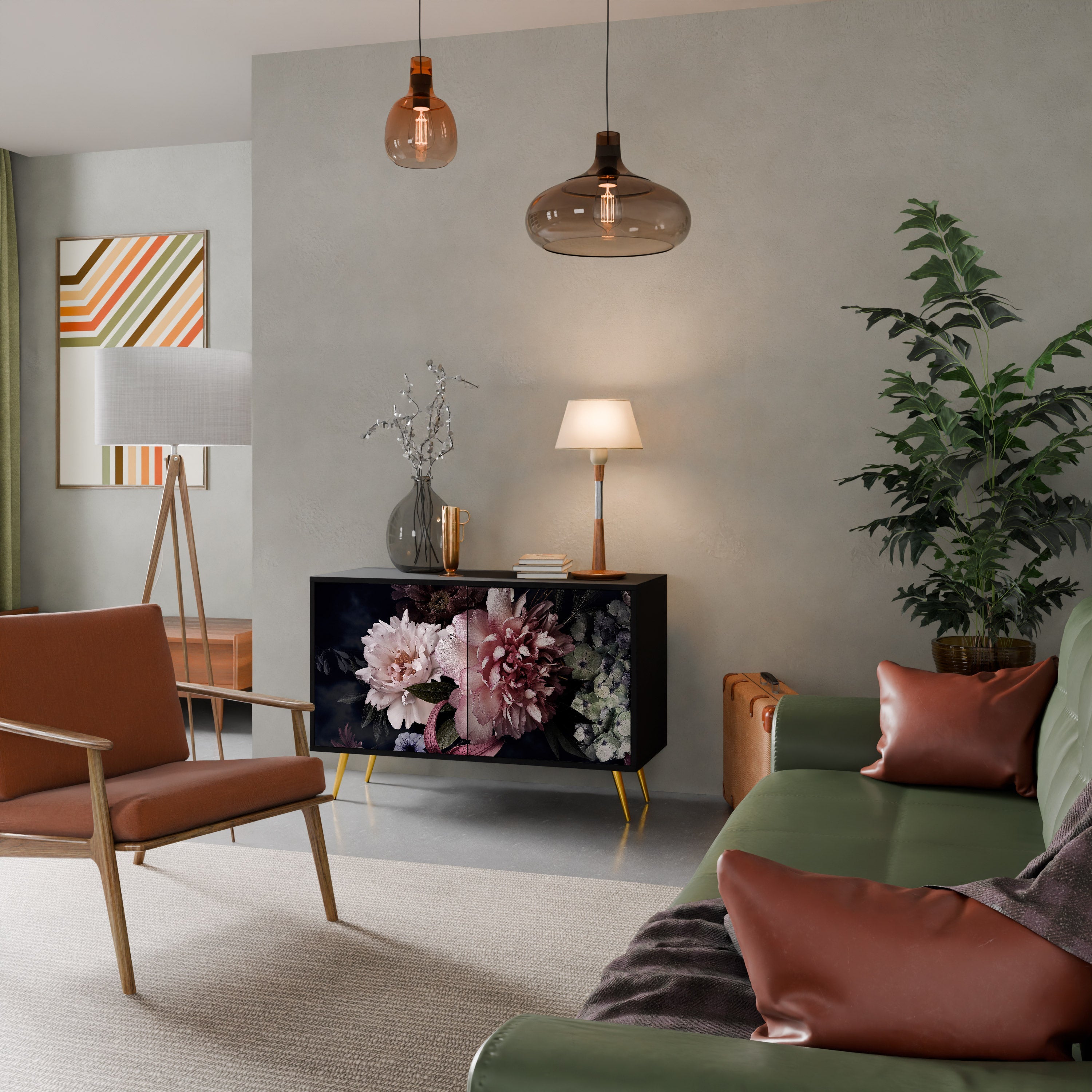 PURE BLOSSOM Sideboard mit 2 Türen in Schwarz