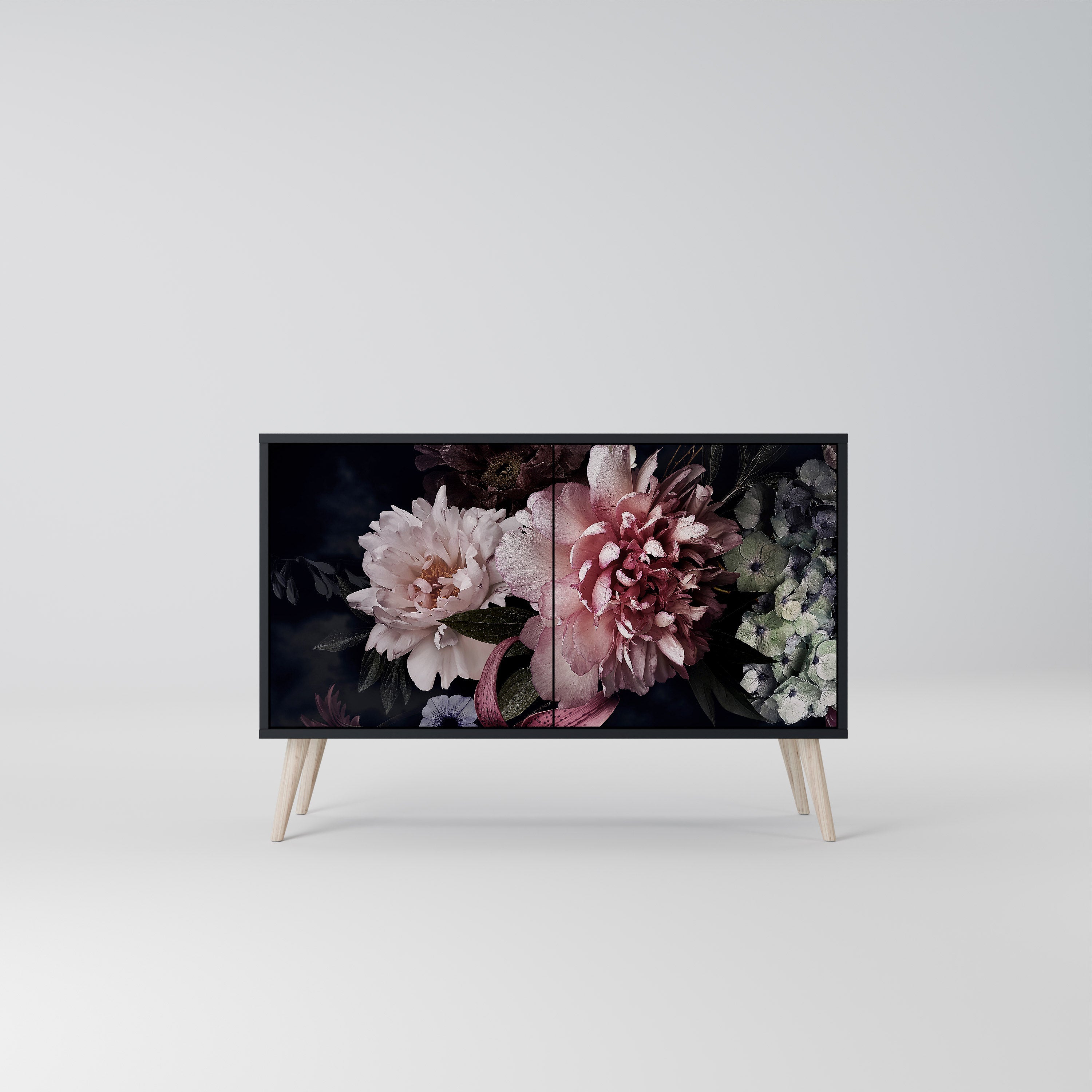 PURE BLOSSOM Sideboard mit 2 Türen in Schwarz
