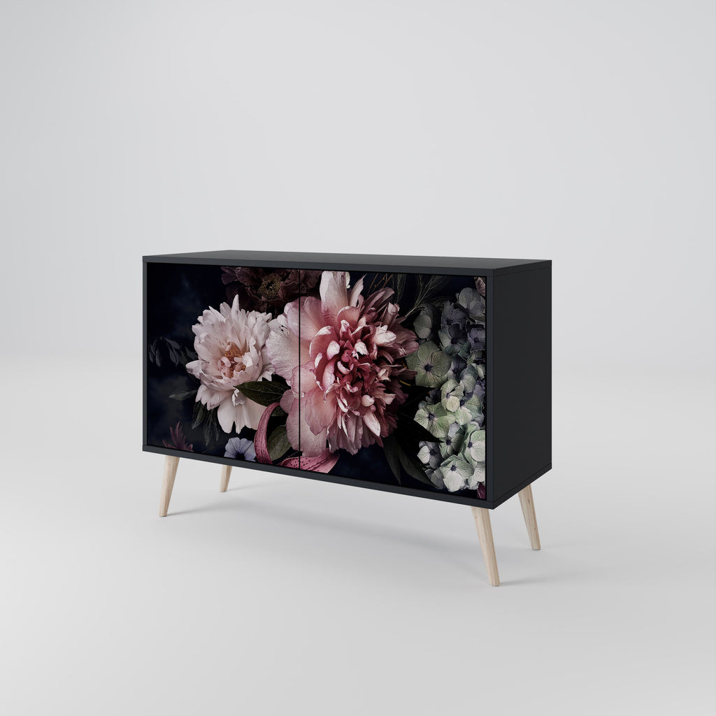 PURE BLOSSOM Sideboard mit 2 Türen in Schwarz