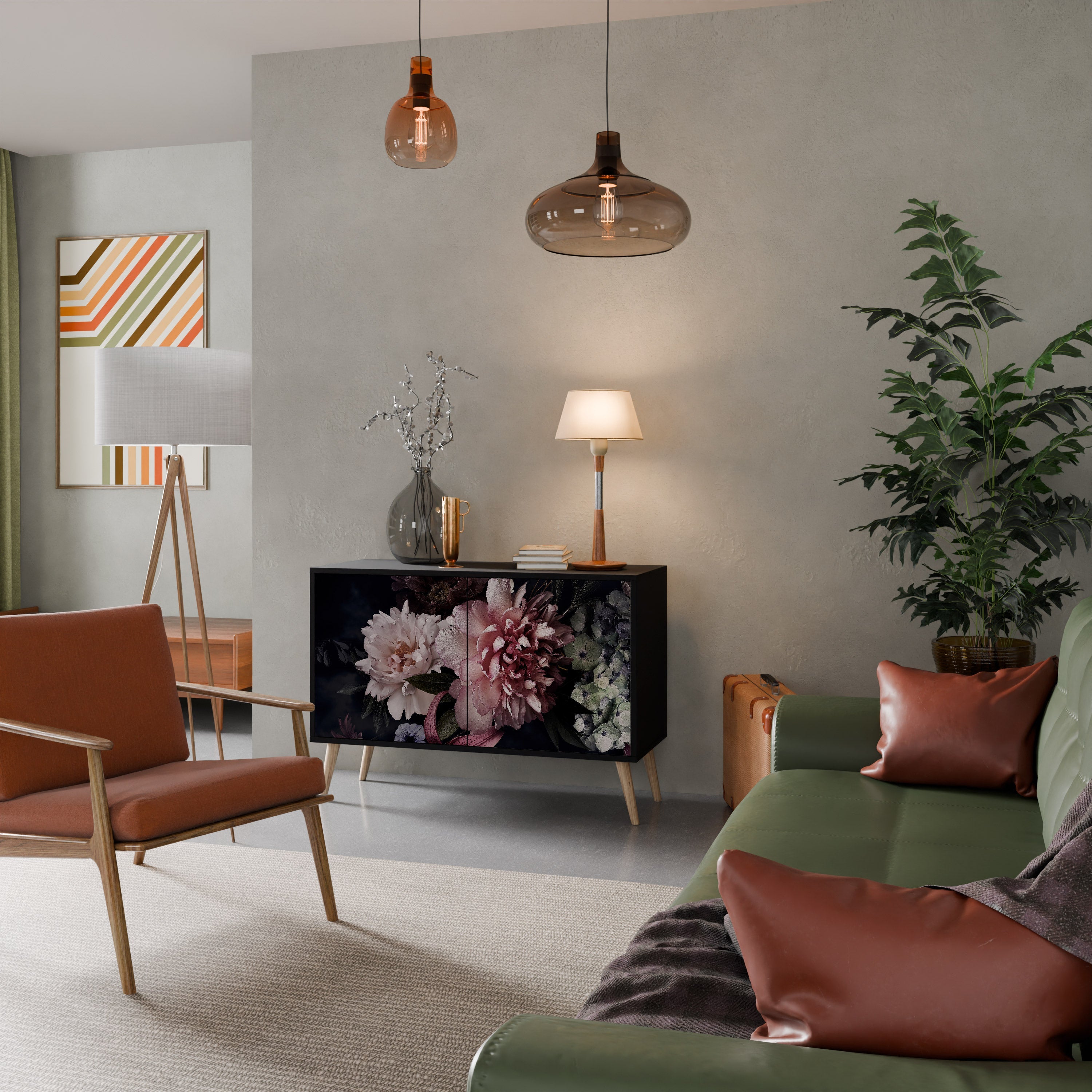 PURE BLOSSOM Sideboard mit 2 Türen in Schwarz