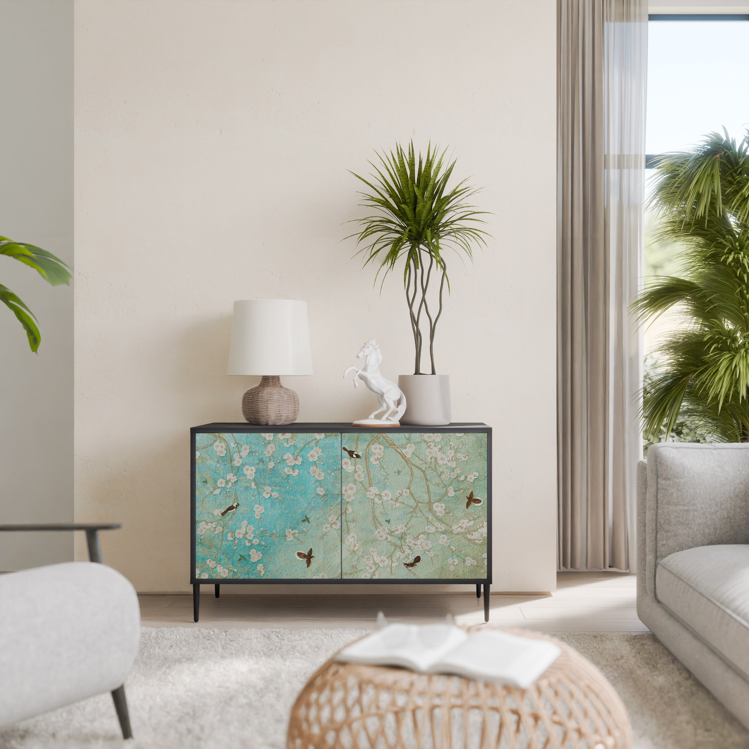 BLOOMING CHARM Sideboard mit 2 Türen in Schwarz