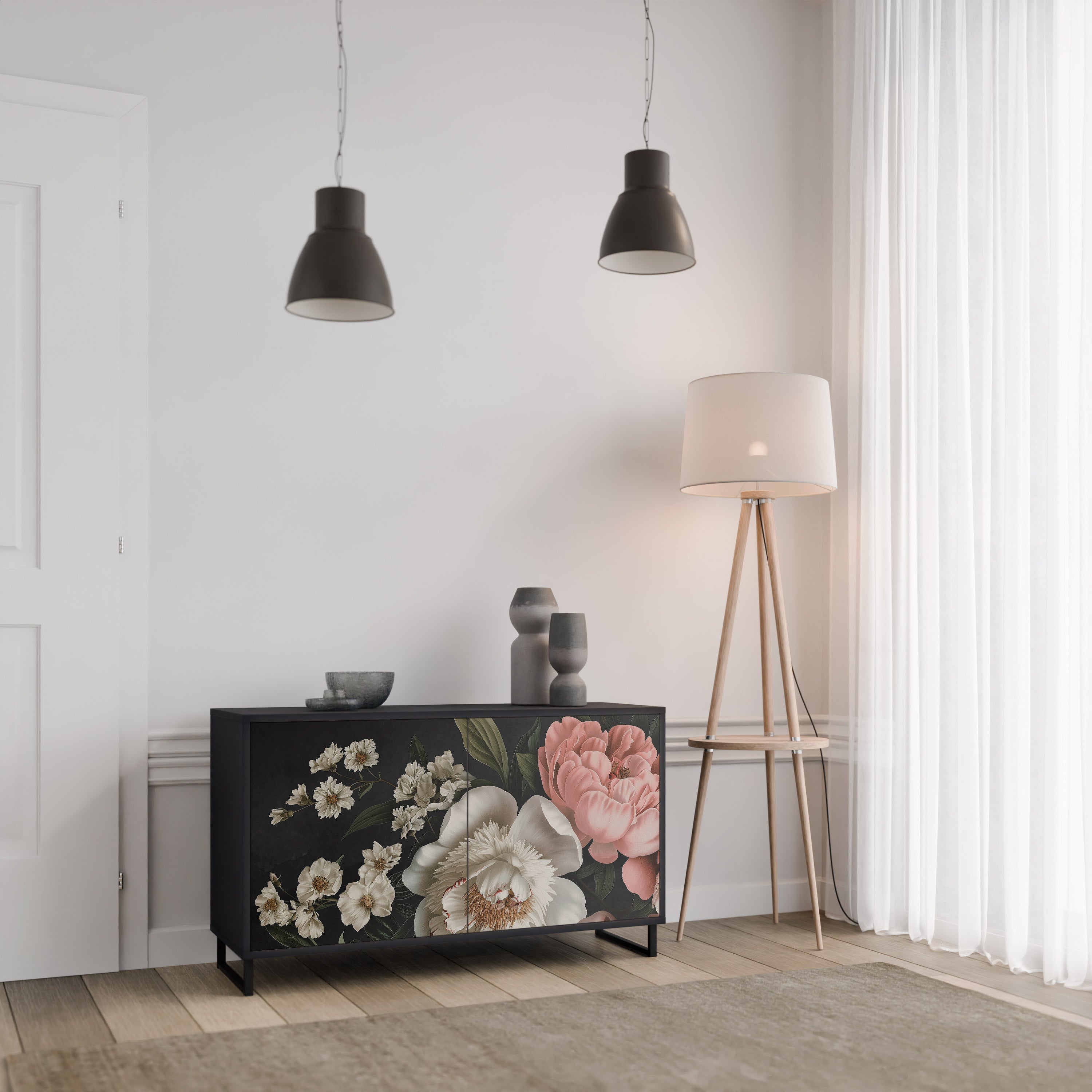 LUSH ELEGANCE 2-Door Sideboard in Black Finish