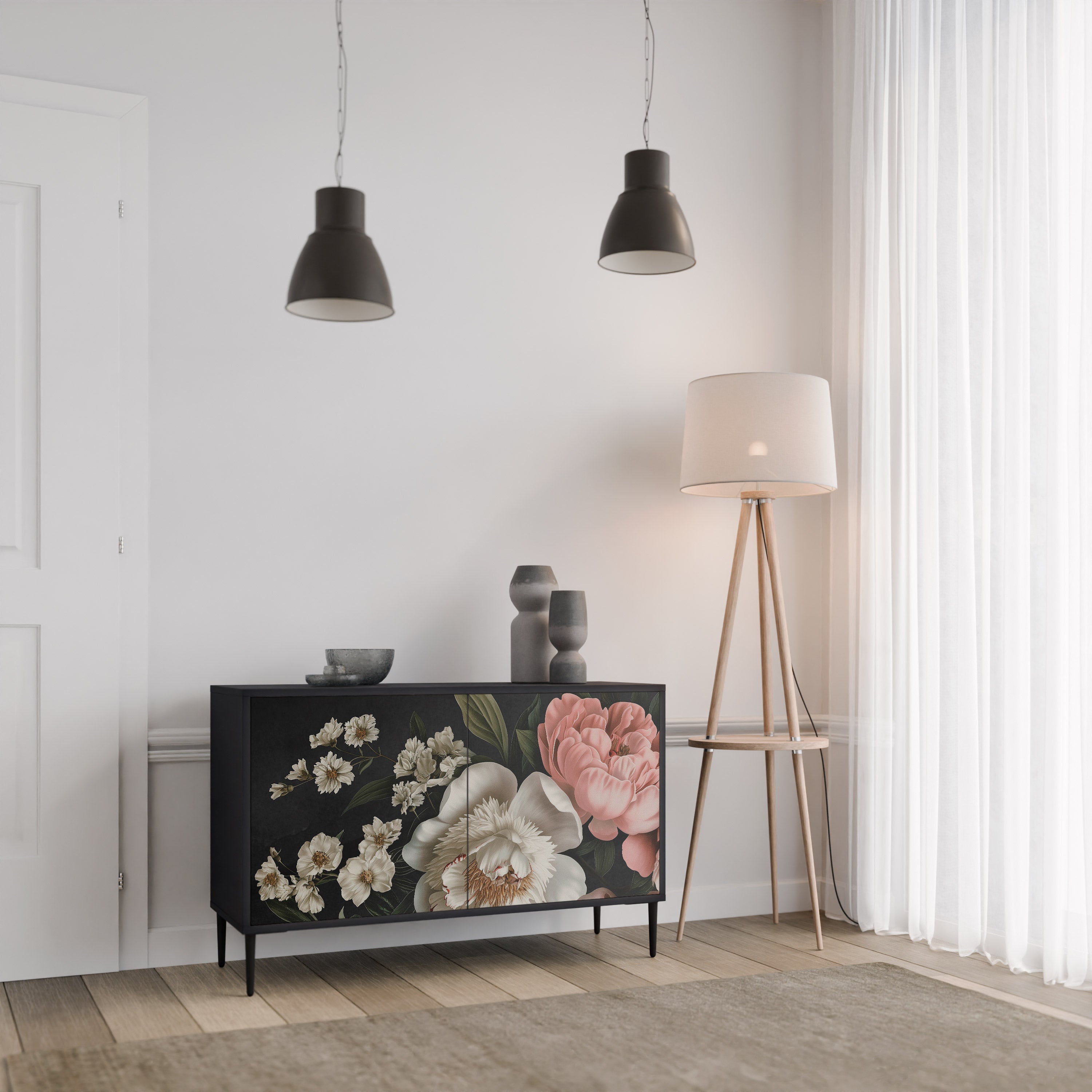 LUSH ELEGANCE Sideboard mit 2 Türen in Schwarz