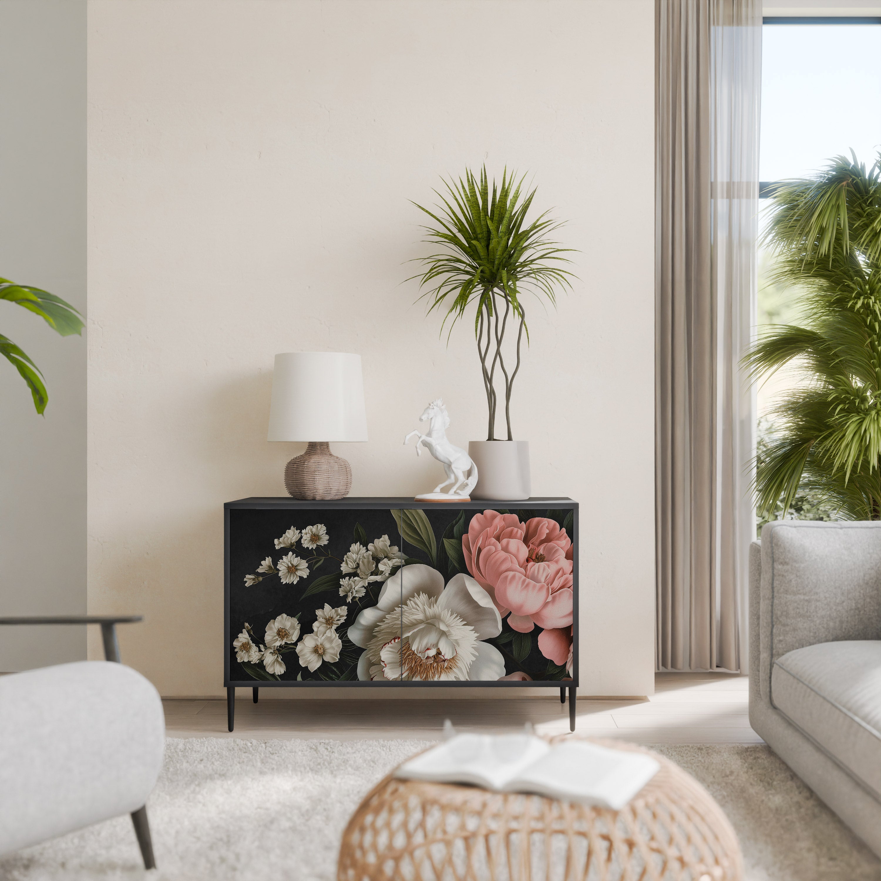 LUSH ELEGANCE Sideboard mit 2 Türen in Schwarz