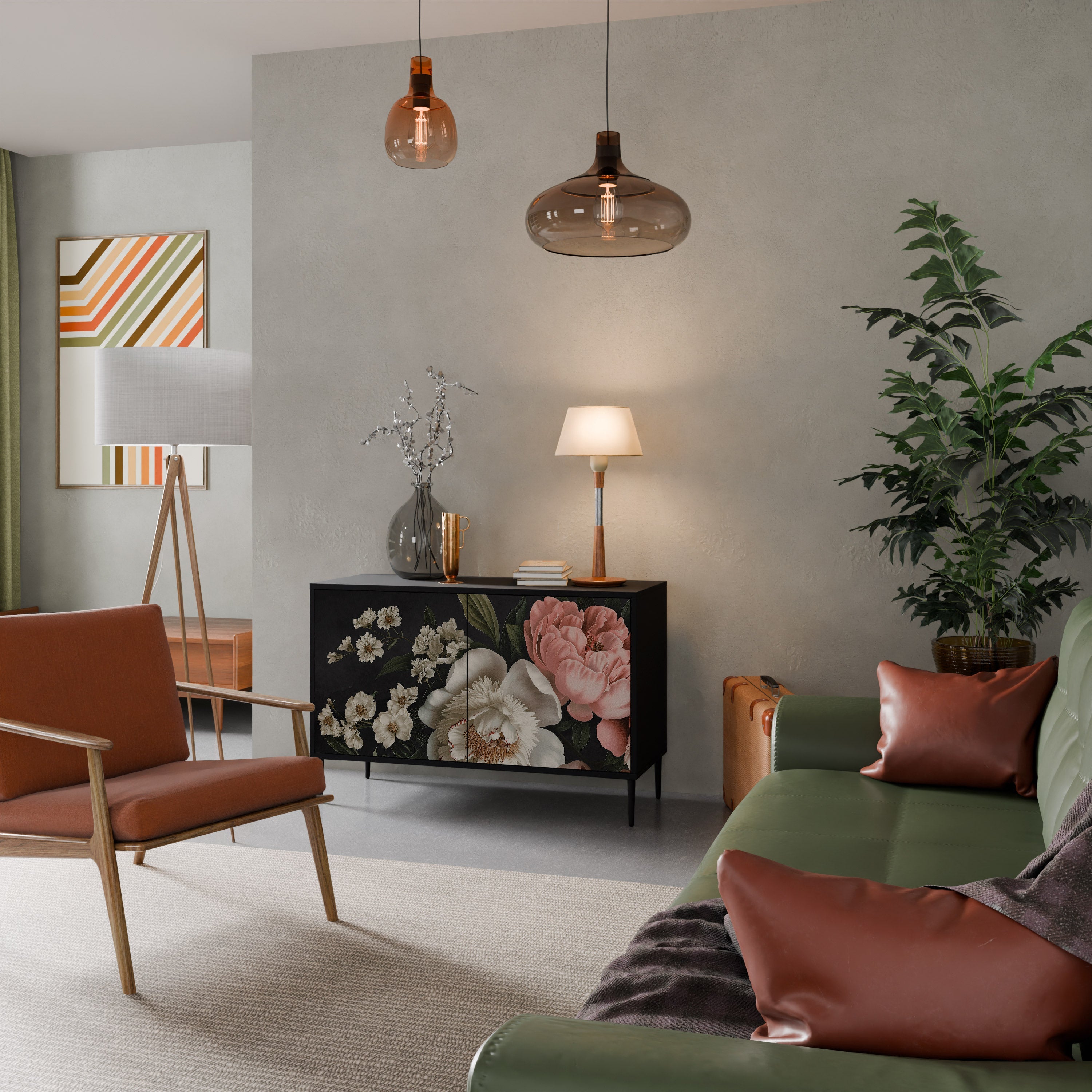 LUSH ELEGANCE Sideboard mit 2 Türen in Schwarz