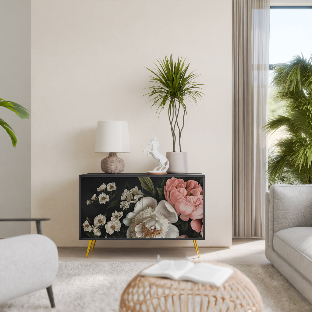 LUSH ELEGANCE 2-Door Sideboard in Black Finish