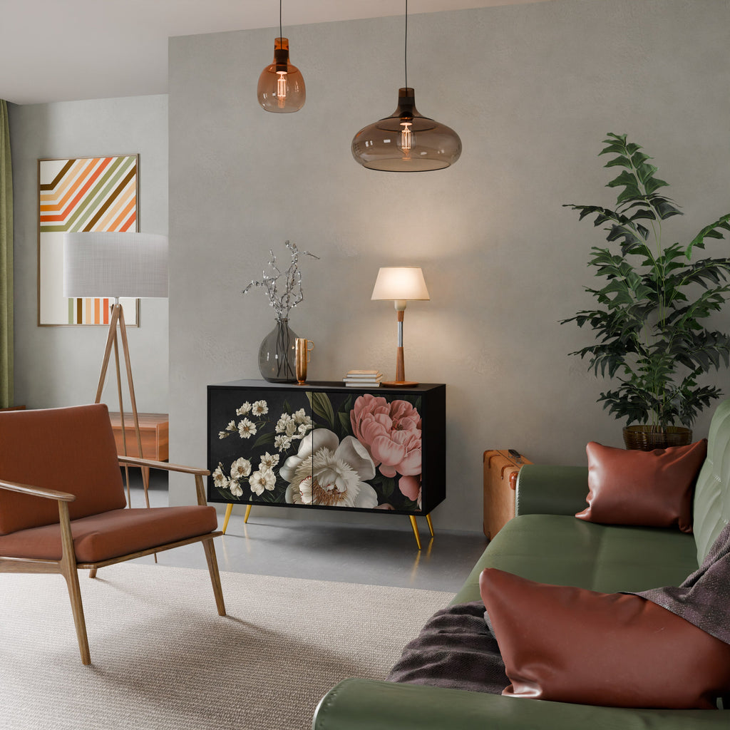 LUSH ELEGANCE 2-Door Sideboard in Black Finish