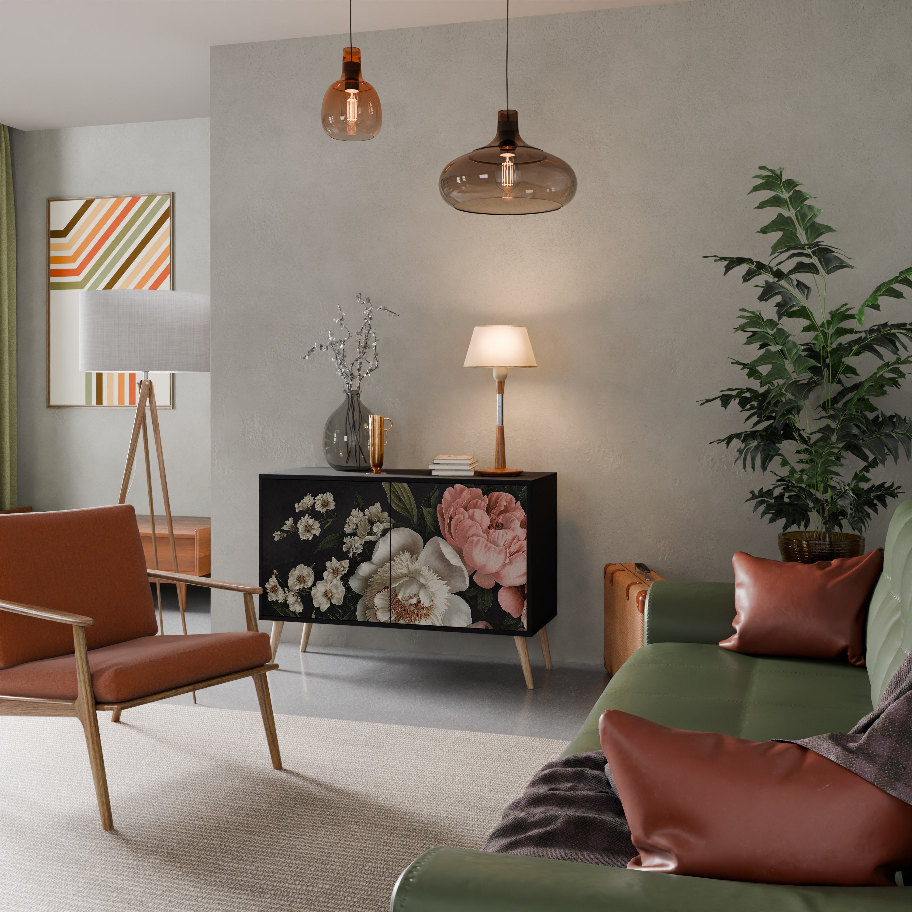 LUSH ELEGANCE 2-Door Sideboard in Black Finish