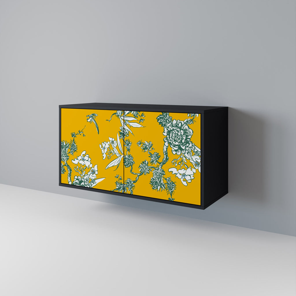 YELLOW CHINOISERIE Sideboard mit 2 Türen in Schwarz