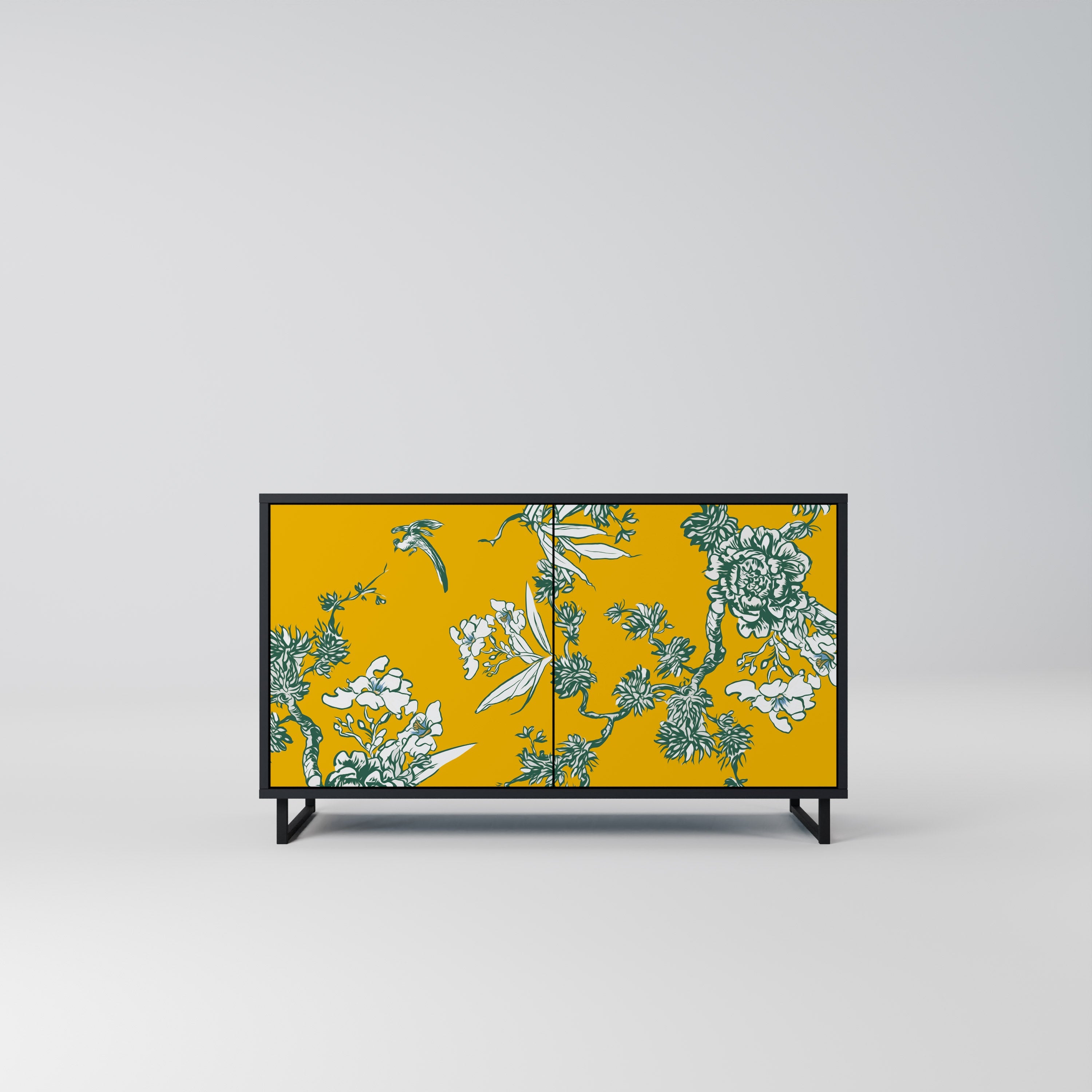 YELLOW CHINOISERIE Sideboard mit 2 Türen in Schwarz