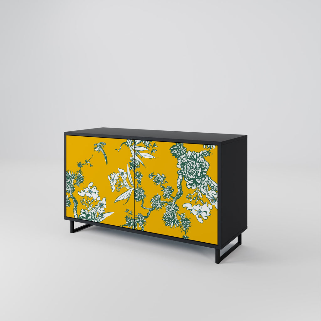 YELLOW CHINOISERIE Sideboard mit 2 Türen in Schwarz