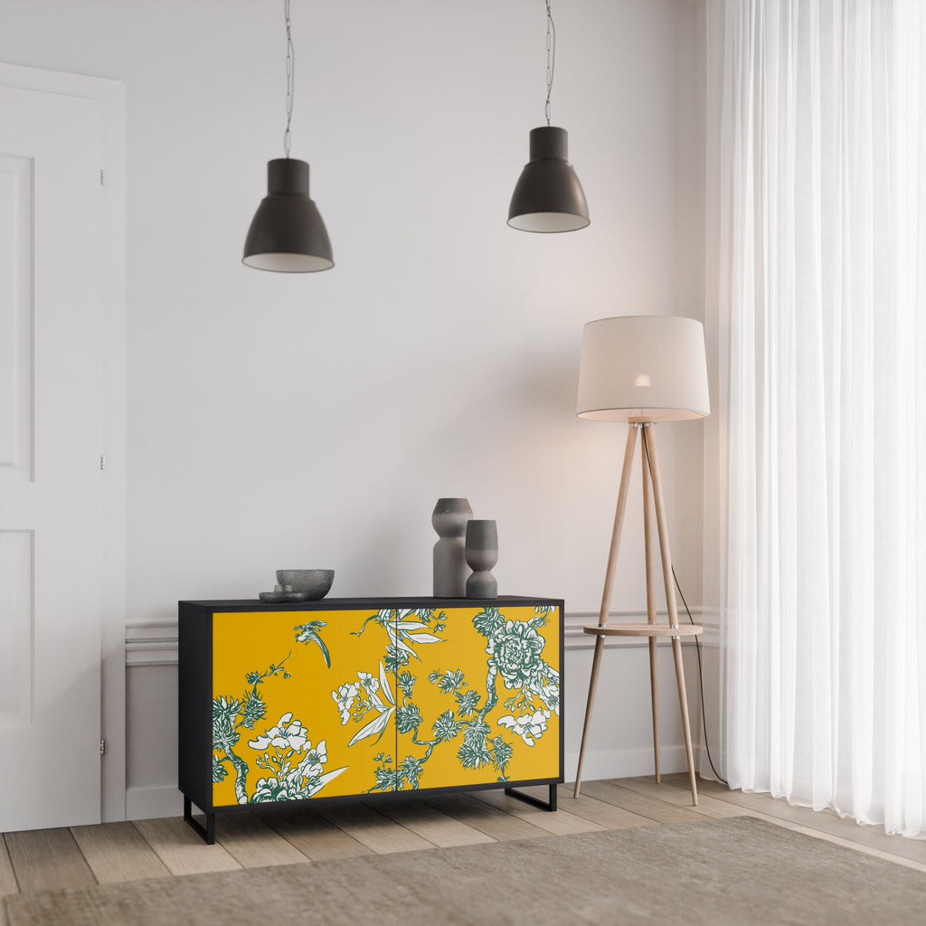 YELLOW CHINOISERIE Sideboard mit 2 Türen in Schwarz